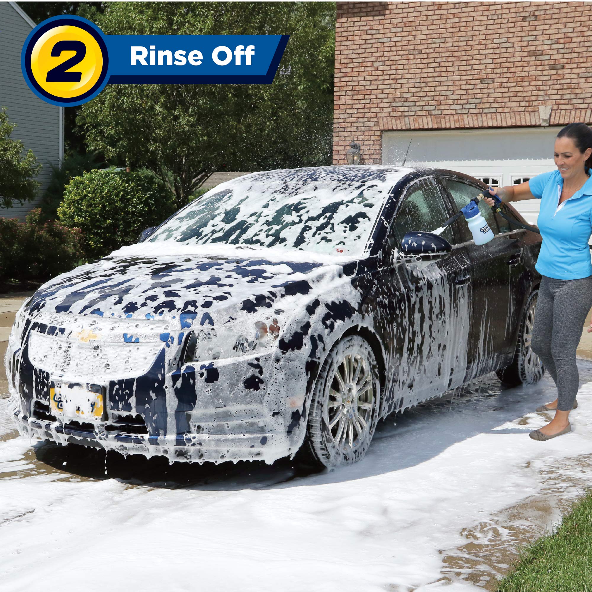Ontel Carwash Cannon Foam Blaster Nozzle Gun - 5 Spray Settings, Small, Foam, Model CARC-MC4, Perfect for Car, Truck, Boat & More