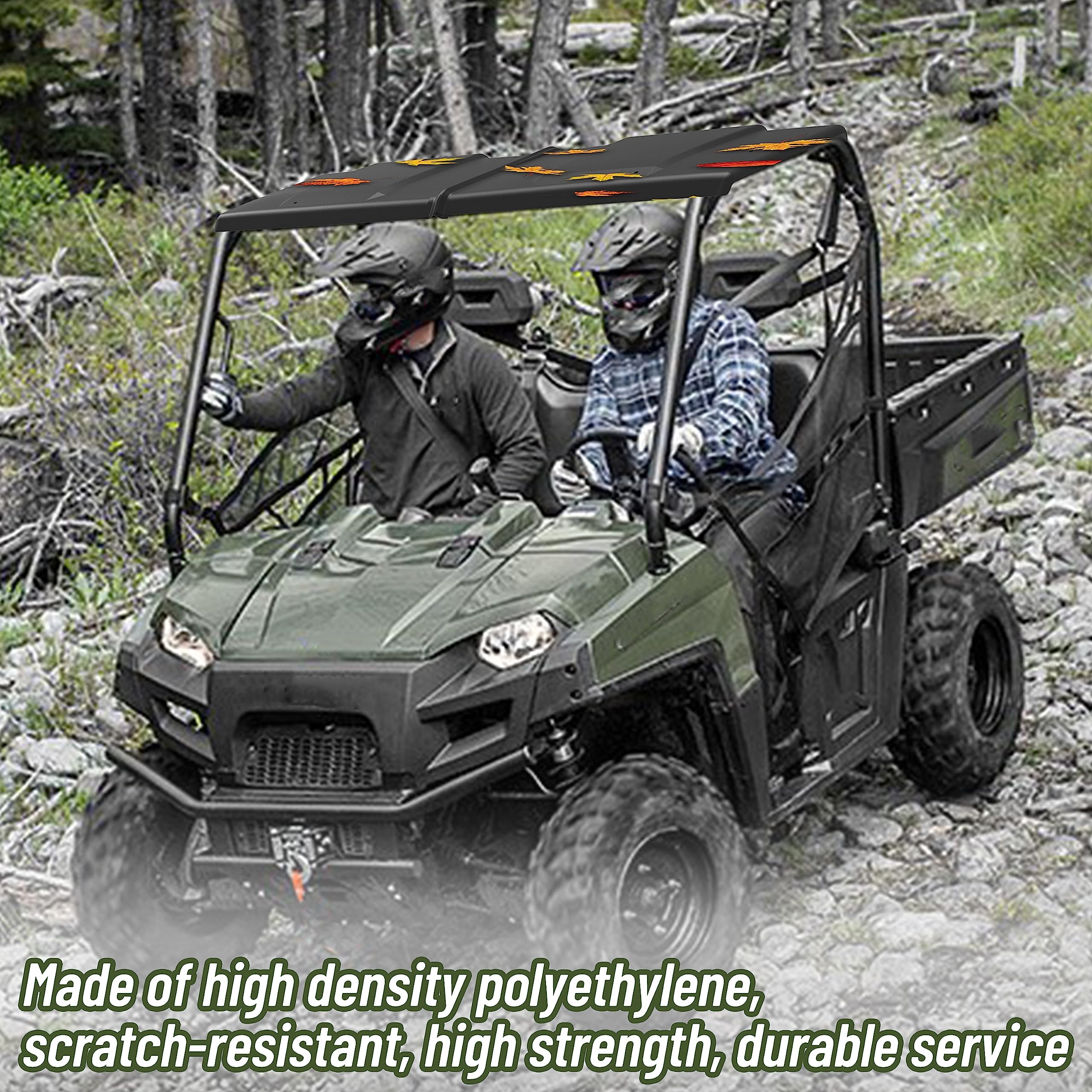 SAUTVS Sport Roof for Polaris Ranger 570 Full Size (2016-2024) - Black, 2-Piece Dustproof Hard Roof Top with Sun Visor