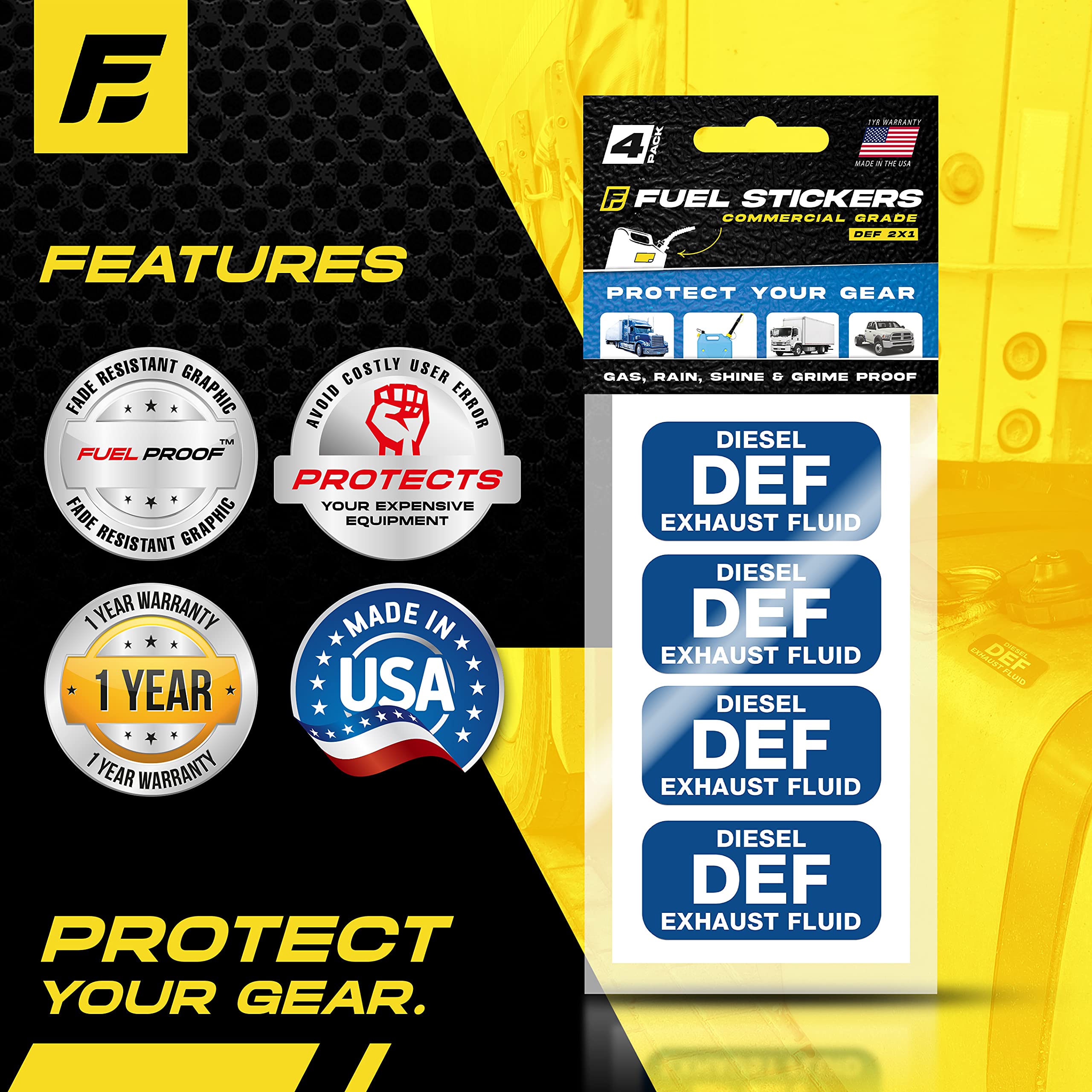 Diesel Exhaust Fluid Sticker, Def Label For Diesel Engines, Box Trucks, Semi-Trailer - Weather Proof, Extreme Stick, Commercial Grade By Fuel Stickers - Usa Made (2X1 Inch), 20 Labels