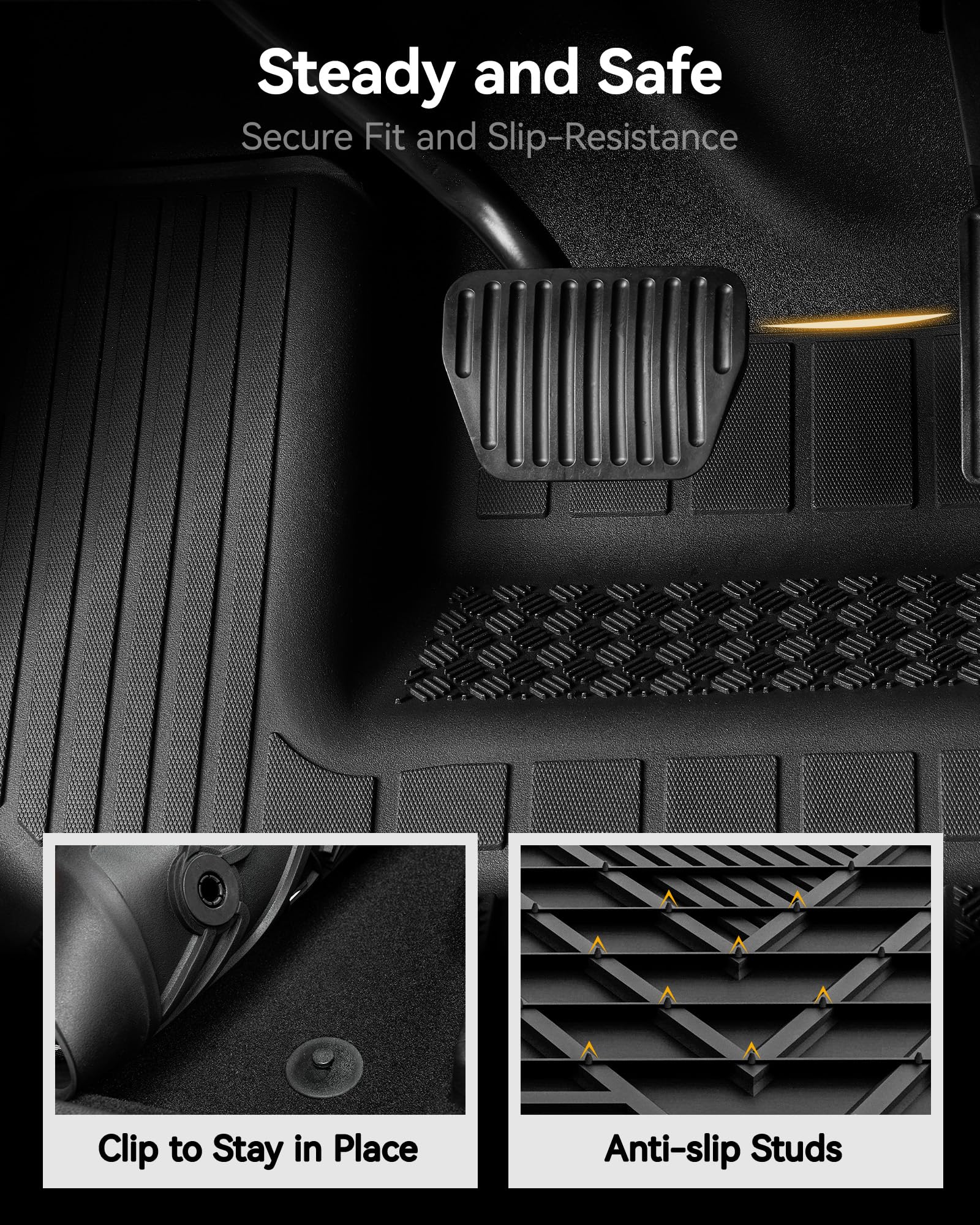 3W Floor Mats & Cargo Liner For Land Rover Defender 90 2020-2024 2025(3Pcs),Tpe All Weather Custom Fit Floor Liner,Black