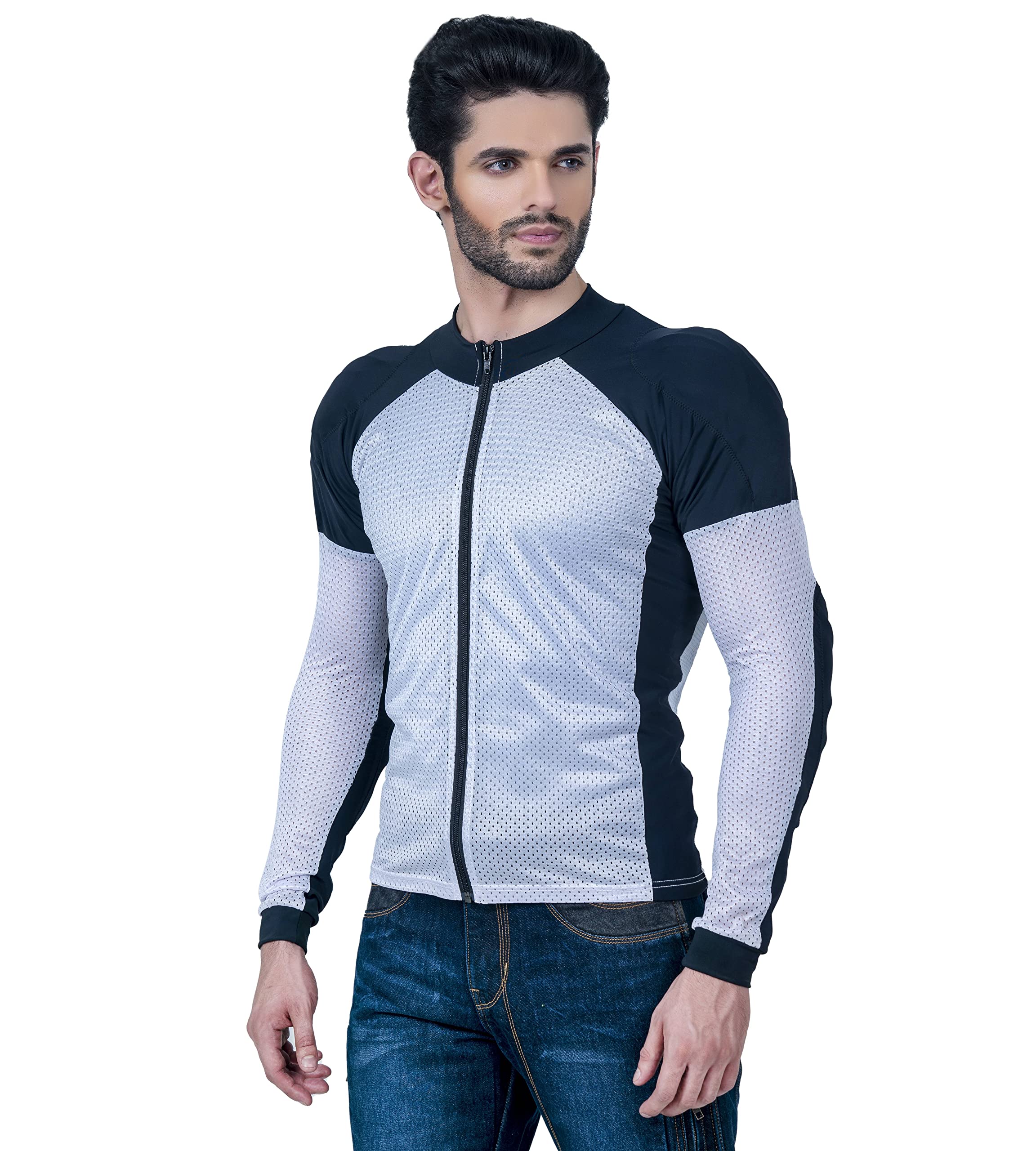WICKED STOCK Motorcycle Armor Shirt, CE Level 2, Mesh, Medium, White
