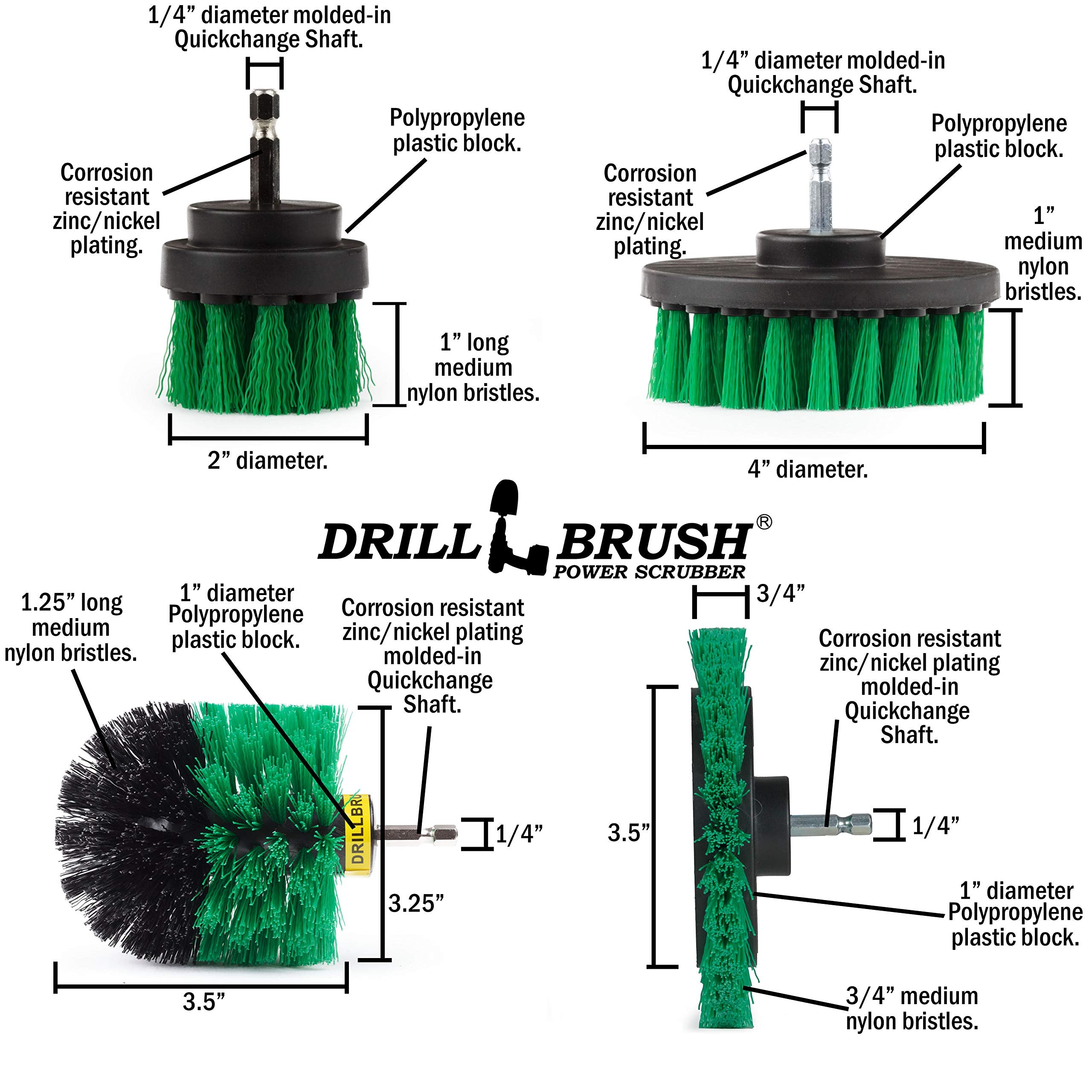 Drillbrush Green – Drill Power Kitchen Scrub Brush Kit – Oven Cleaning Drillbrush Attachment – Drill Scrubber Attachment For Dishes – Stove Cleaning Brush For Drill - Electric Spin Scrubber Cleaning