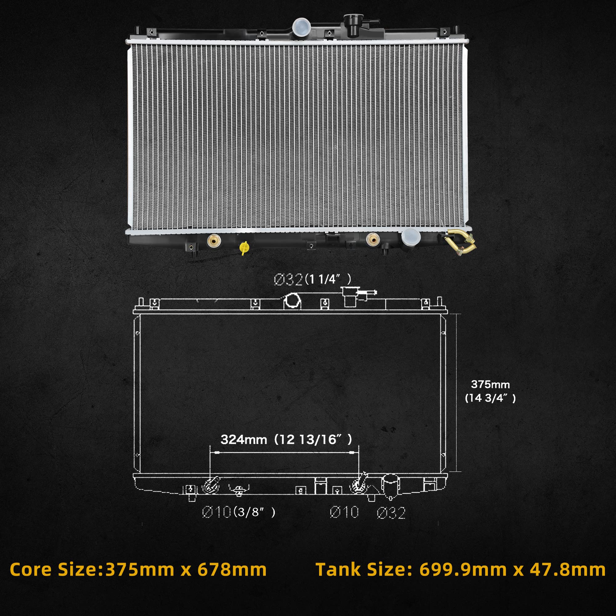 Dwvo Radiator Complete Radiator Compatible With 1998-2002 Accord 2.3L Eng F23A1/A4/A5 19010Paaa51 19010Paaa53 19010Paaa03