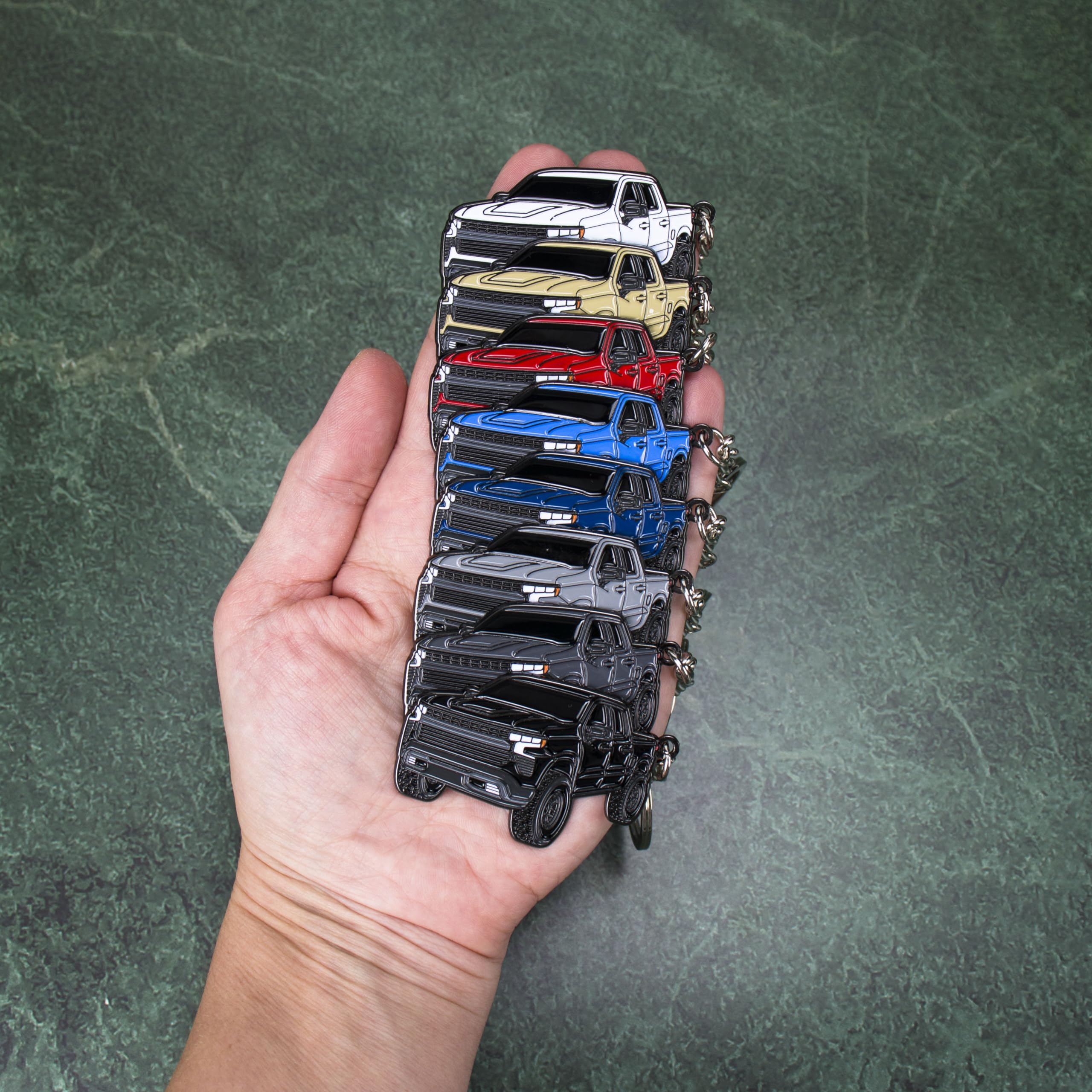 Four Wheel Beast Chevy Keychain Compatible With Chevy Silverado 1500 Accessories - Toy Truck Gifts Men Key Fob (Black)