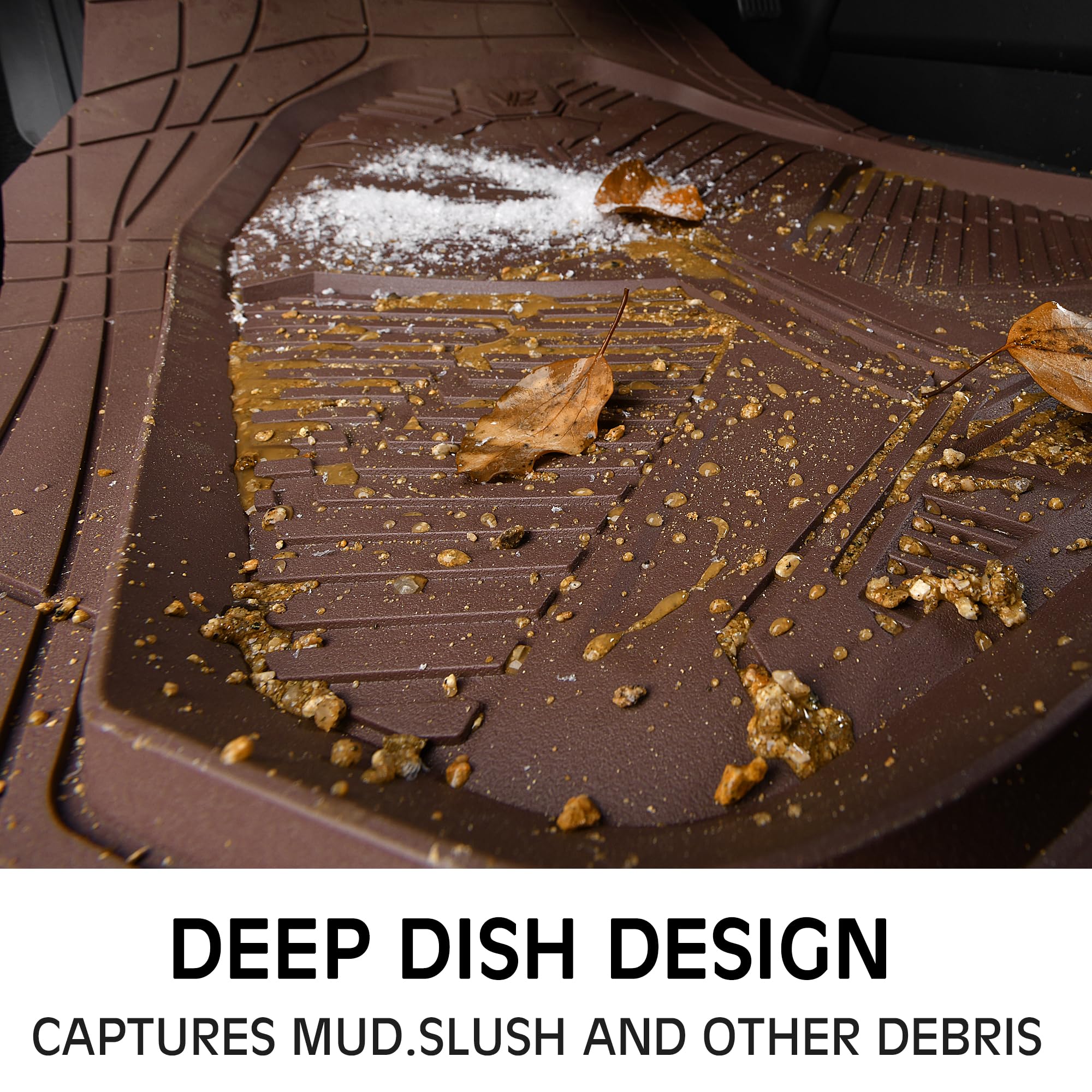 Car Pass Heavy Duty Car Floor Mats, All Weather Car Mats Full Set, Universal Automotive Mats 3 Pieces Trim To Fit For Sedans Suv