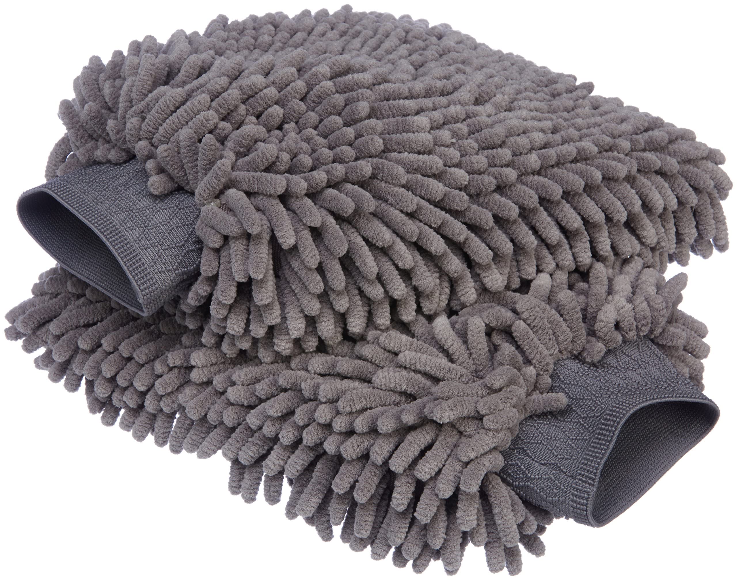 Amazon Basics Absorbent Microfiber Car Wash Drying Mitts, 2 Pack, Gray, 10.44 L X 9.06 W