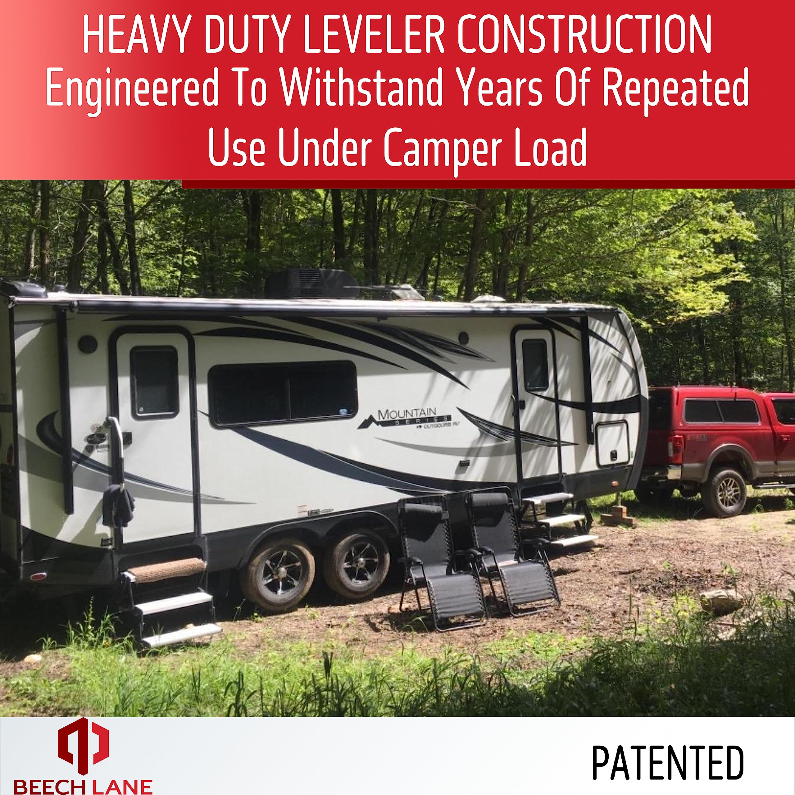 Beech Lane Camper Leveler 1 Pack - Precise Camper Leveling, Includes One Curved Leveler, One Chock, And One Rubber Grip Mat, Hea