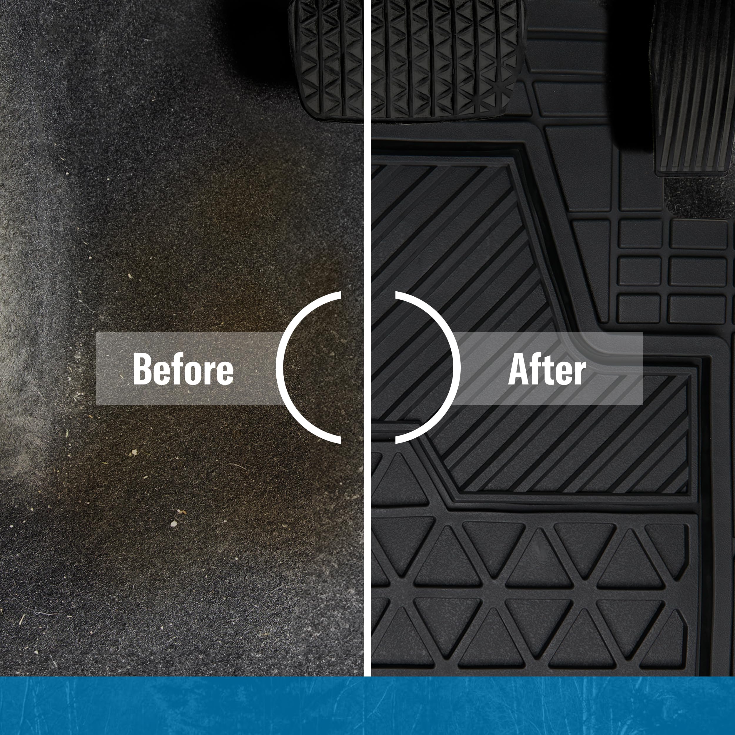 Dickies 3-Piece Black Adjustable-Runner Truck Floor Mats, Trim-To-Fit Truck Mats, Heavy-Duty Floor Mats For Trucks, All-Weather