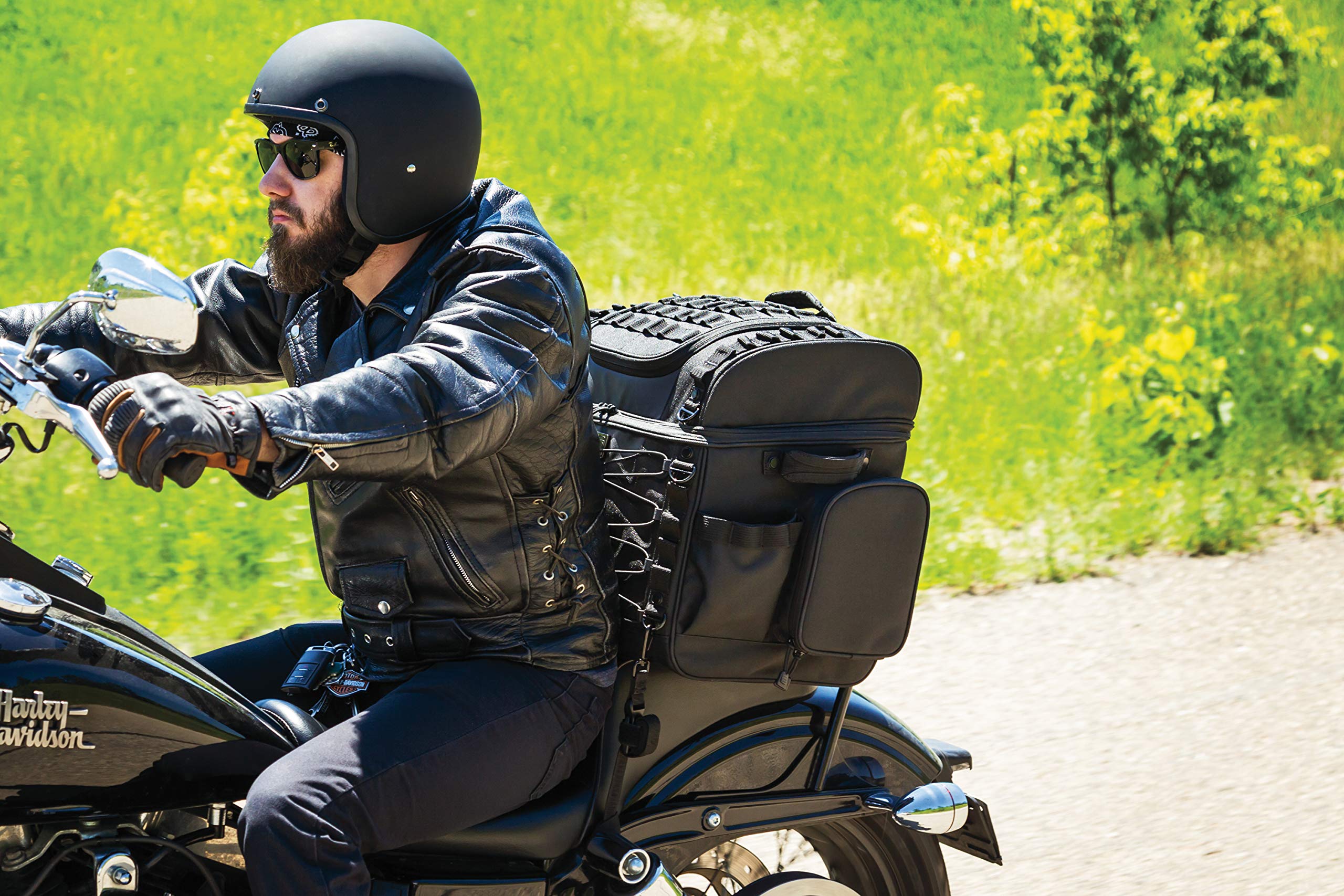 Kuryakyn 5285 Momentum Vagabond Motorcycle Travel Luggage: Weather Resistant Seat/Trunk/Rack Bag With Sissy Bar Straps, Black