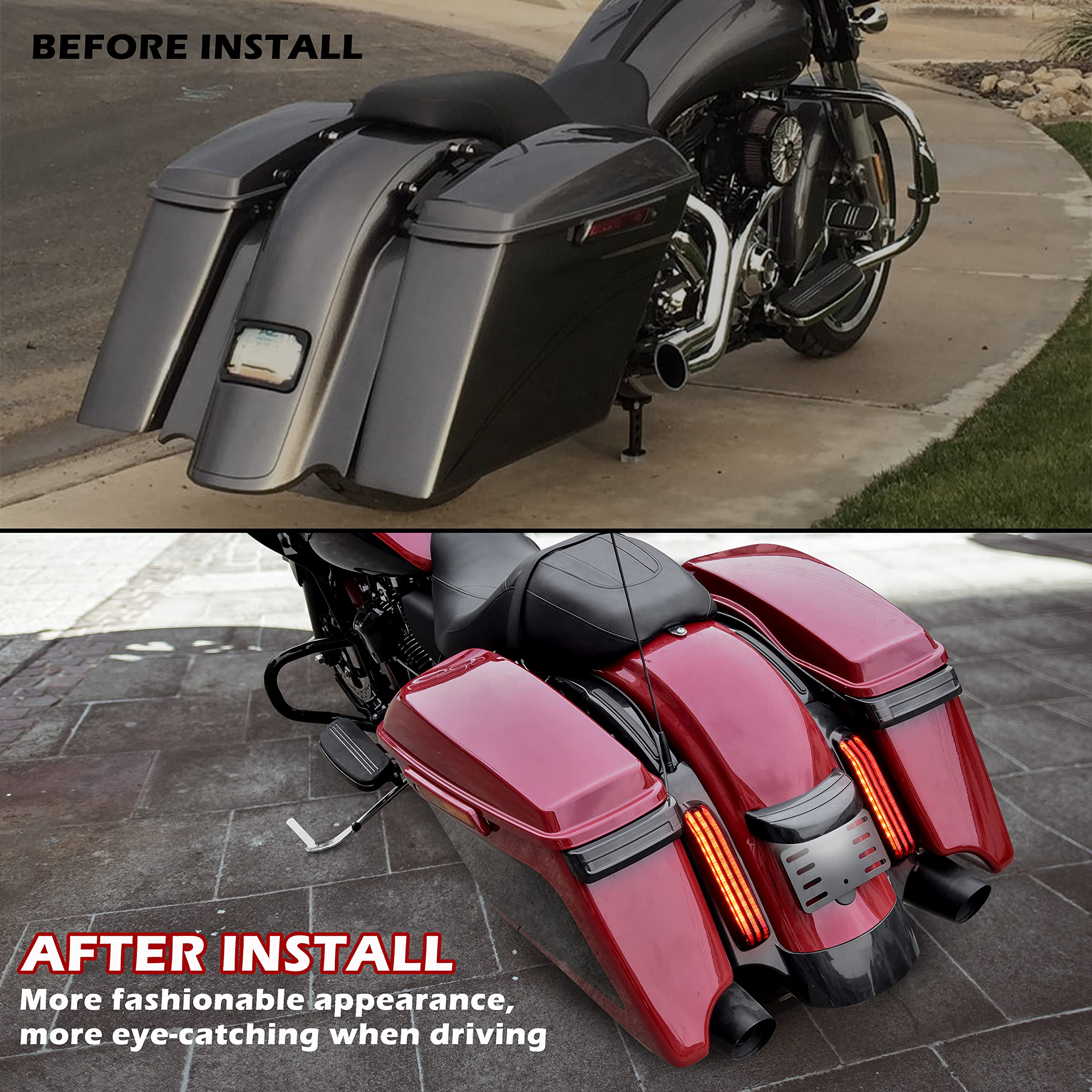 VEISUTOR LED Rear Fender Fascia Kit for Harley Road Glide 2014-2023, Model VST-010103-37, with Brake Running Turn Signal Lights