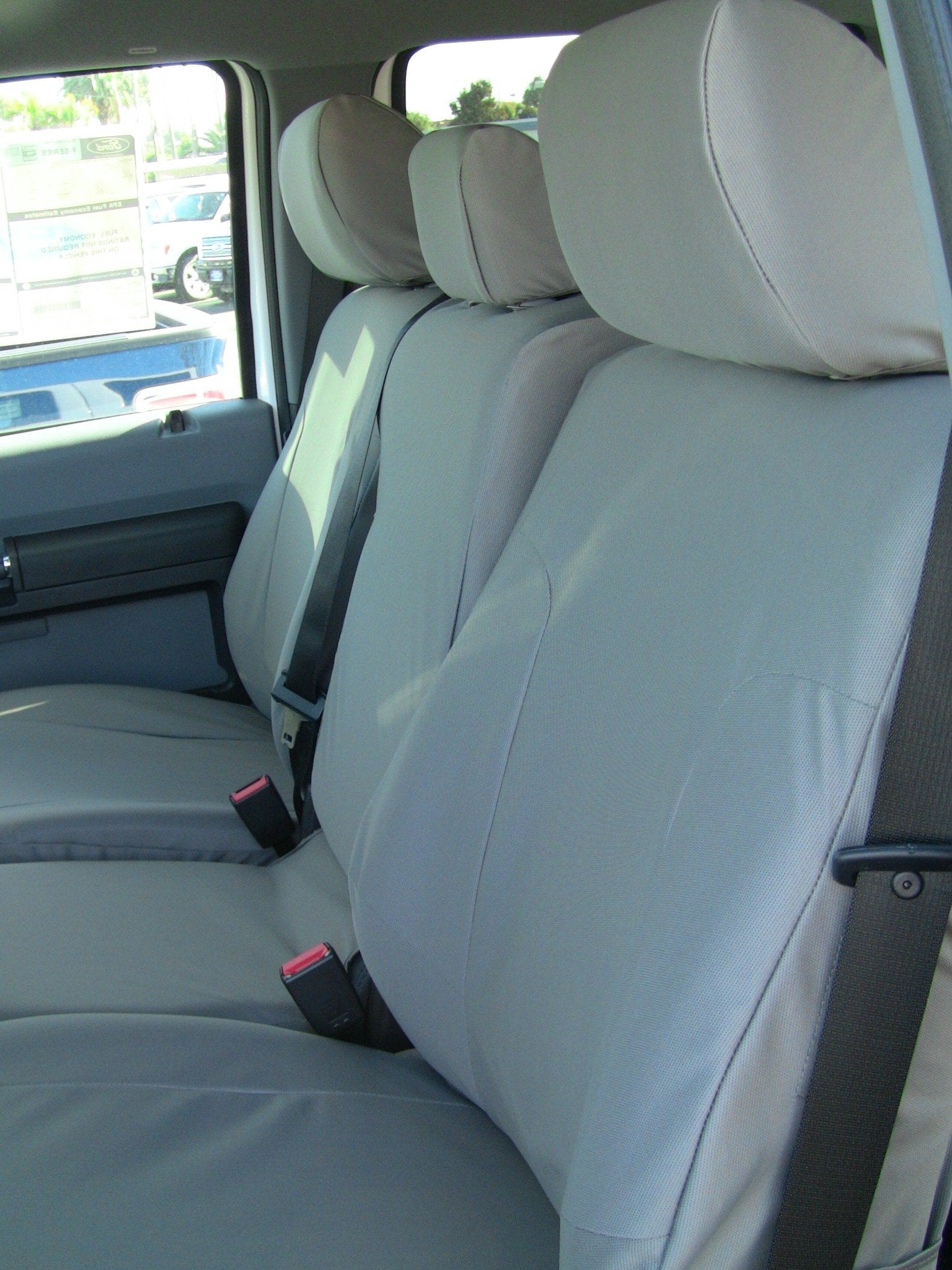Durafit Seat Covers Front Seat Covers for 2011-2014 Ford F150-F550, Gray, 40/20/40 Split Seat with Console and Integrated Seat Belt