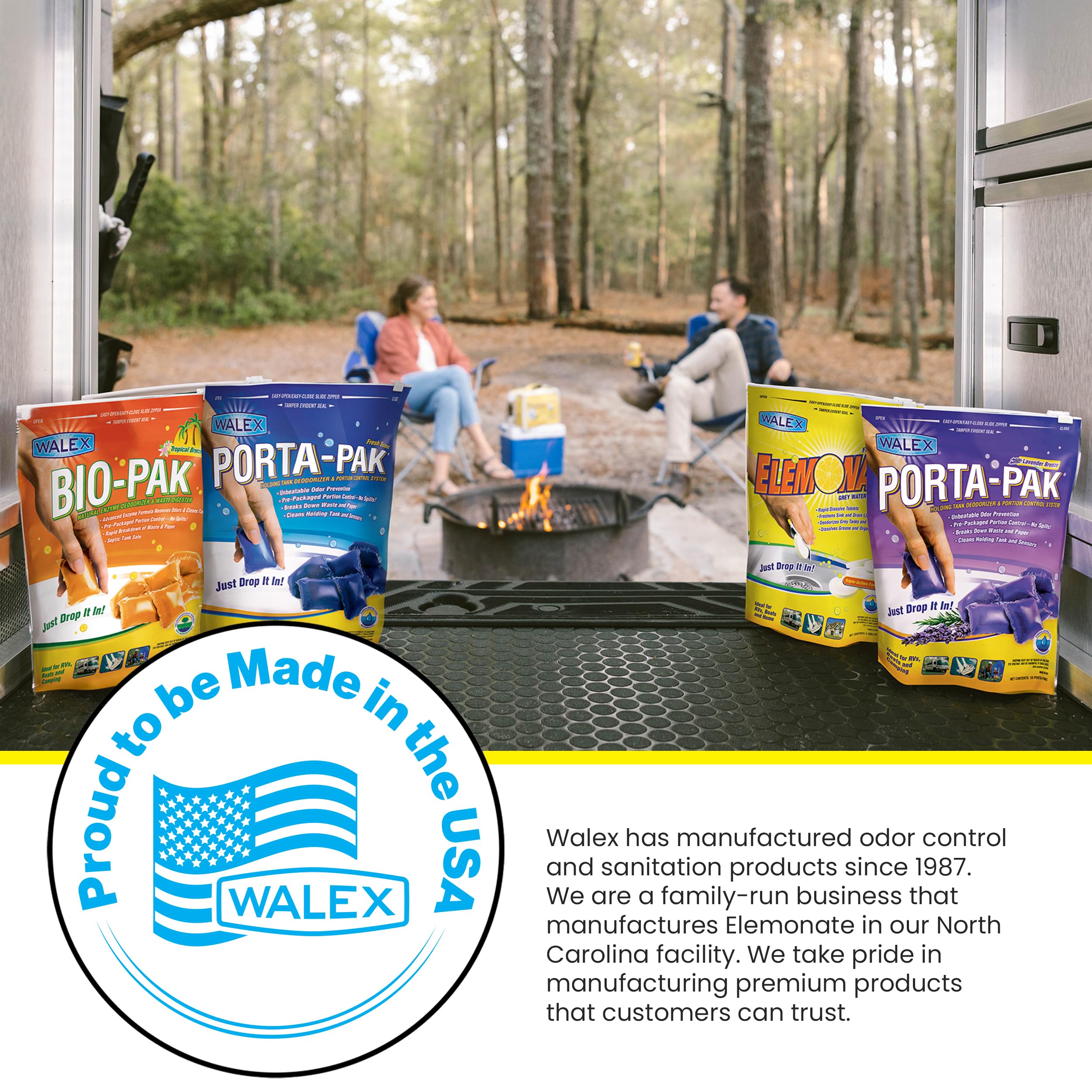 Walex Elemonate Rv Grey Water Tank Deodorizer And Freshener, Sink, Shower Drain Cleaner Drop-Ins Tablets, Camper Trailer, Fresh