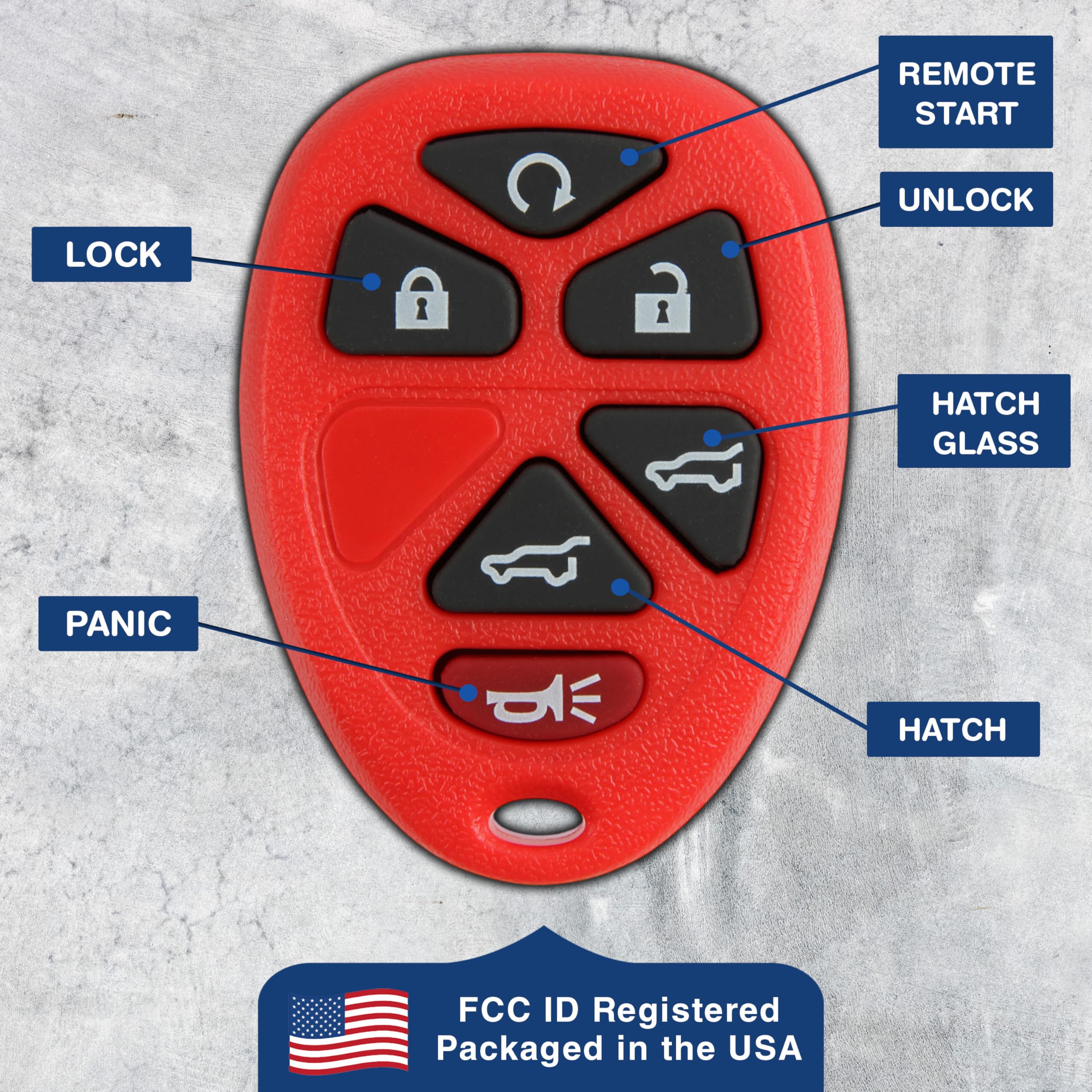 Keylessoption Keyless Entry Remote Control Car Key Fob Replacement For 15913427 -Red (Pack Of 2)