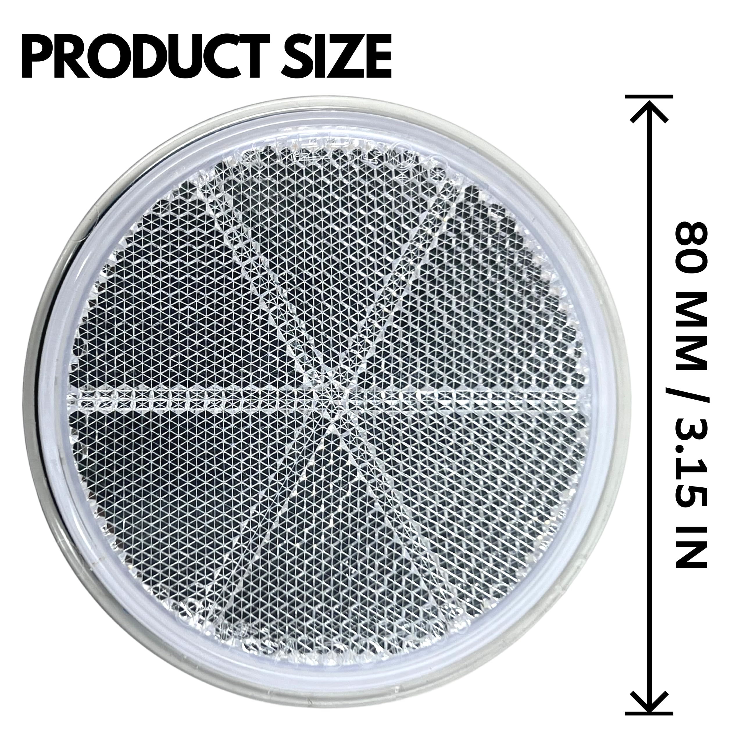 [All Star Truck Parts] Class A 3' Round Reflector Strong Stick-On - Red/Amber For Trailers, Trucks, Automobiles, Mail Boxes, Boats, Suv'S, Rv'S, Industrial Applications (2X White)