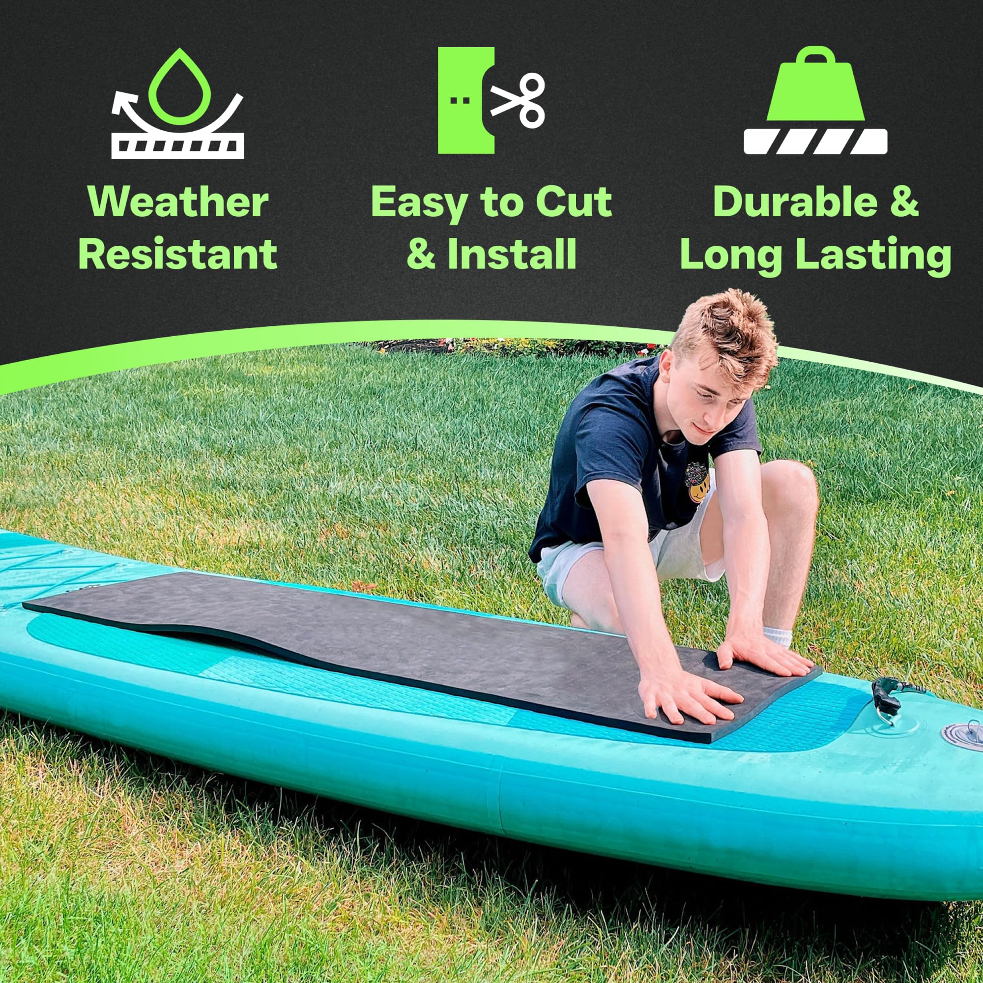 XCEL Marine Foam Roll with Self Adhesive (Black, 60'' x 8'' x 1/4'' (2 Pack))