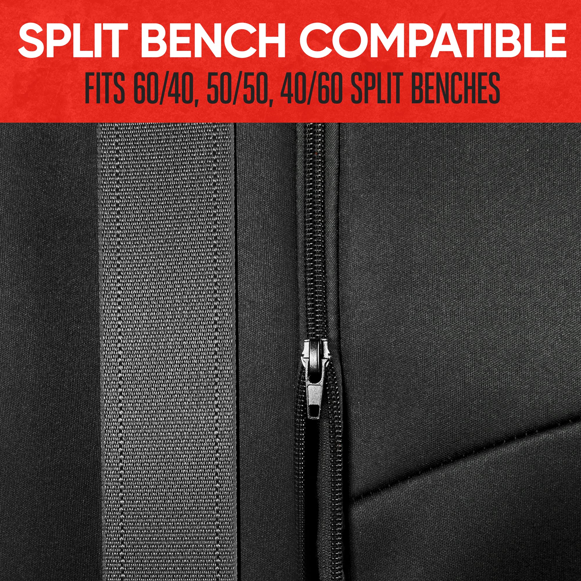 Motor Trend Spillguard Waterproof Rear Bench Car Seat Cover, Beige Stitching - Split Bench Rear Seat Protector With Neoprene Pad