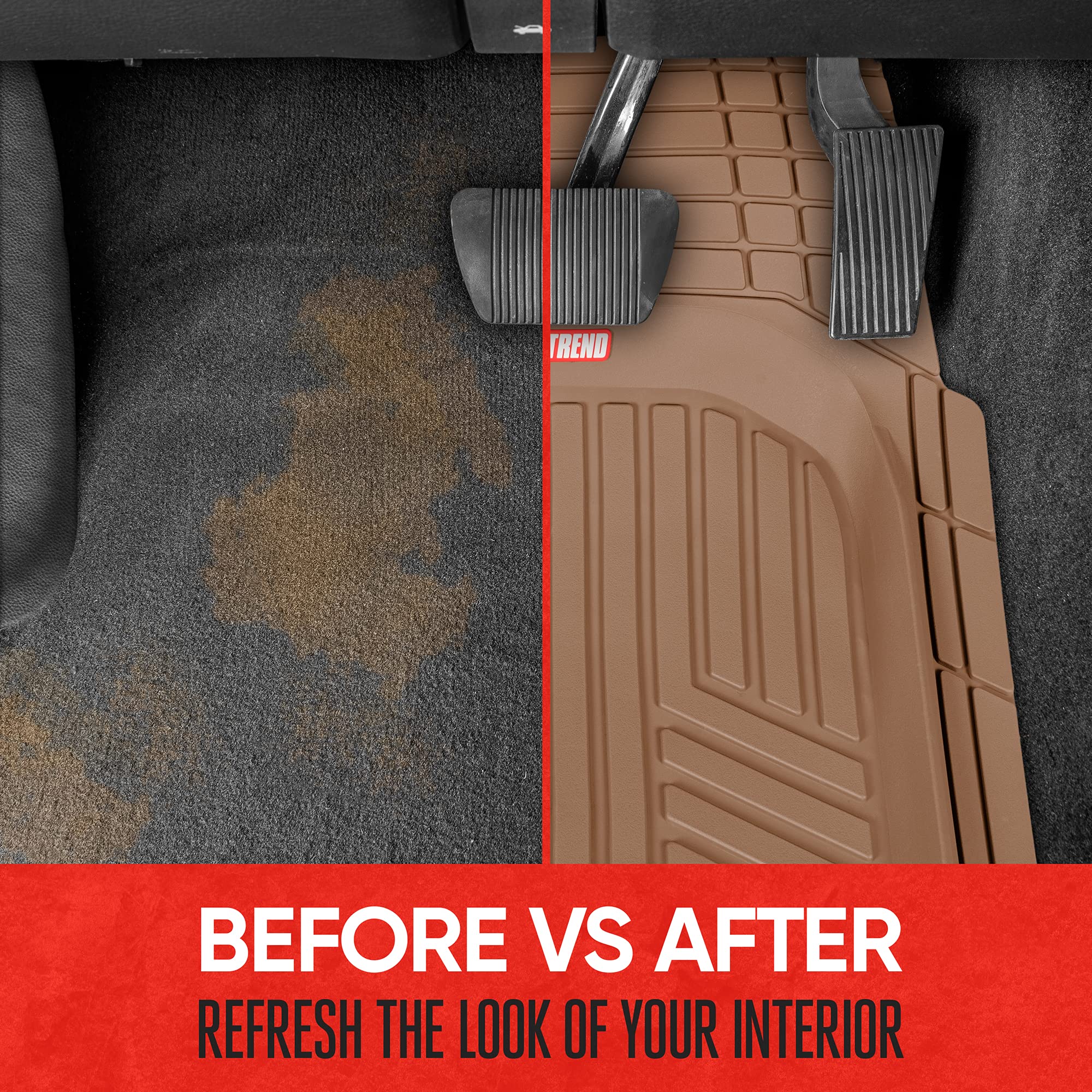 Motor Trend Deepdish Floor Mats For Cars Full Set, All-Weather Rubber Automotive Floor Mats, Performance Plus Heavy Duty Car Mat