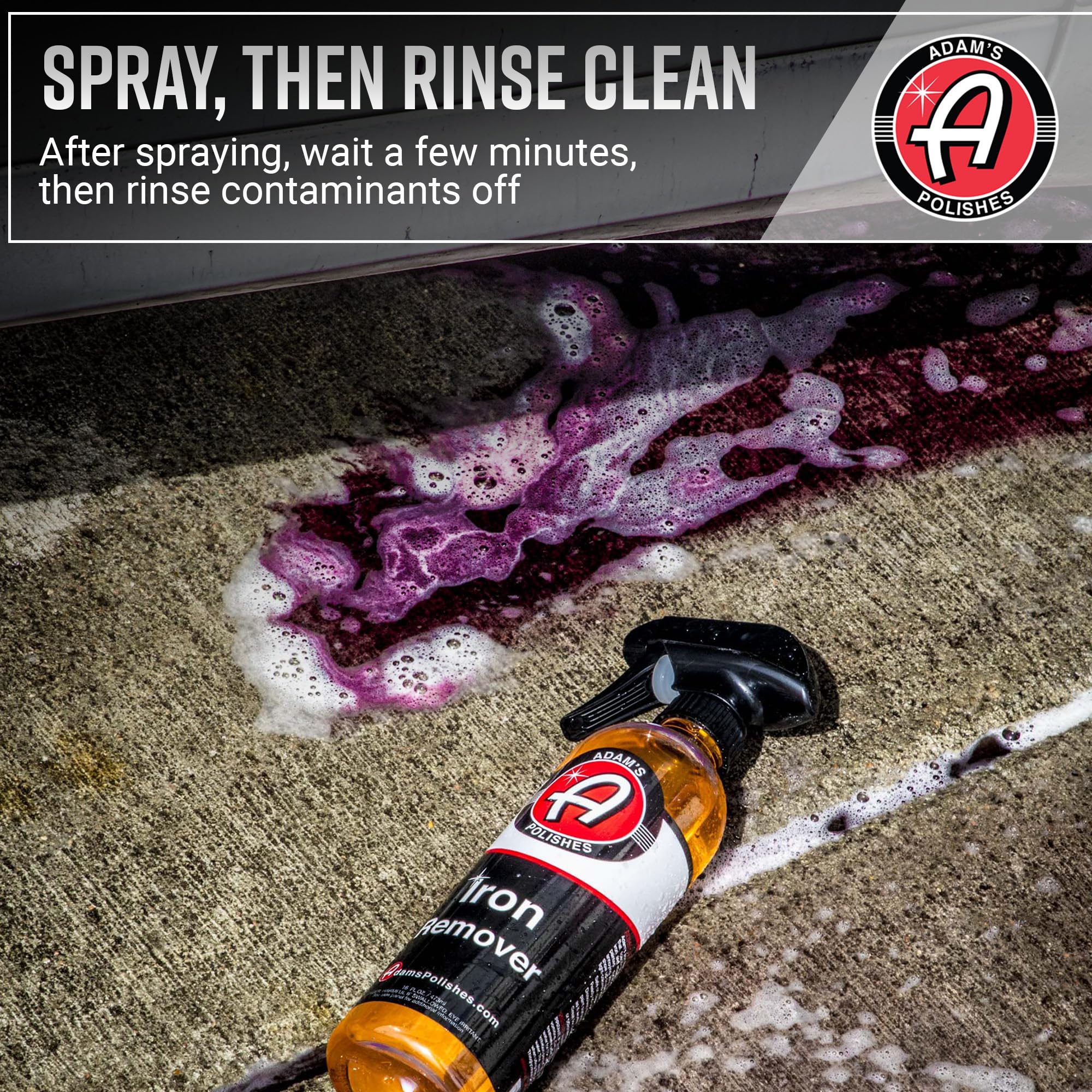 Adam's Iron Remover Spray - 16oz for Car Detailing, Removes Iron Particles, Orange, Model 55001030017