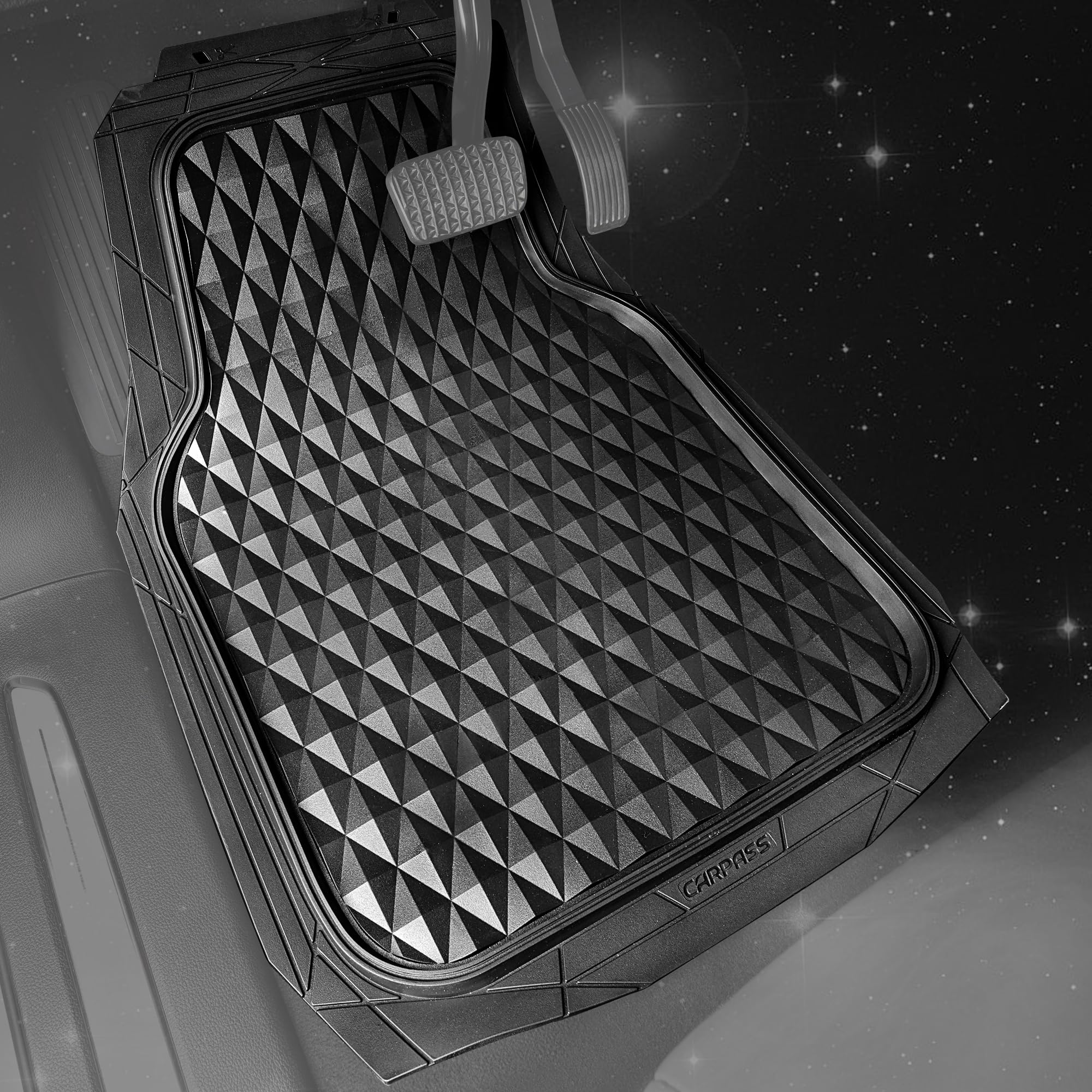 Car Pass 3 Row Heavy Duty Rubber Car Mats, Deep-Dish All-Weather For 7 Seats 8 Seater 2Nd & 3Rd Floor Mats Waterproof Universal
