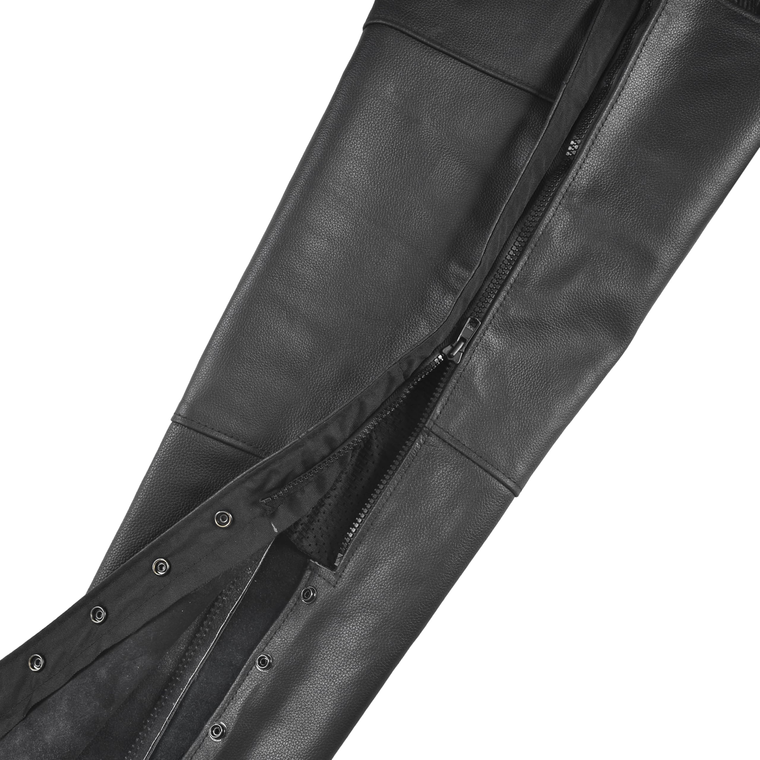 BYKR Leather Motorcycle Chaps for Men & Women Overpants Cowboy Riding Biker Vintage Chap Pants Adjustable Waist & Length (Black,