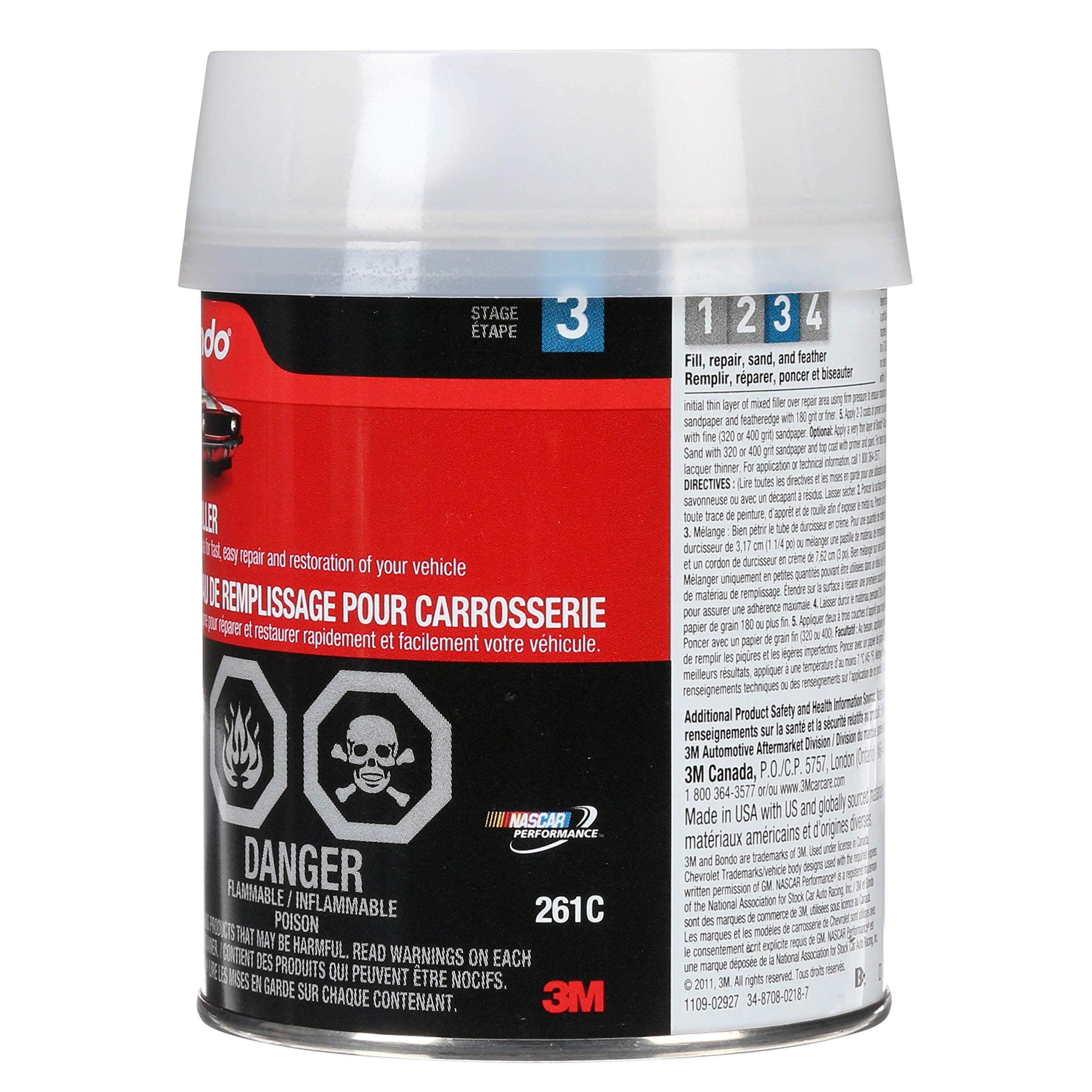 3M Bondo Body Filler, Original Formula, 14 oz Paste, Salmon, Model 261, Easy Repair & Restoration