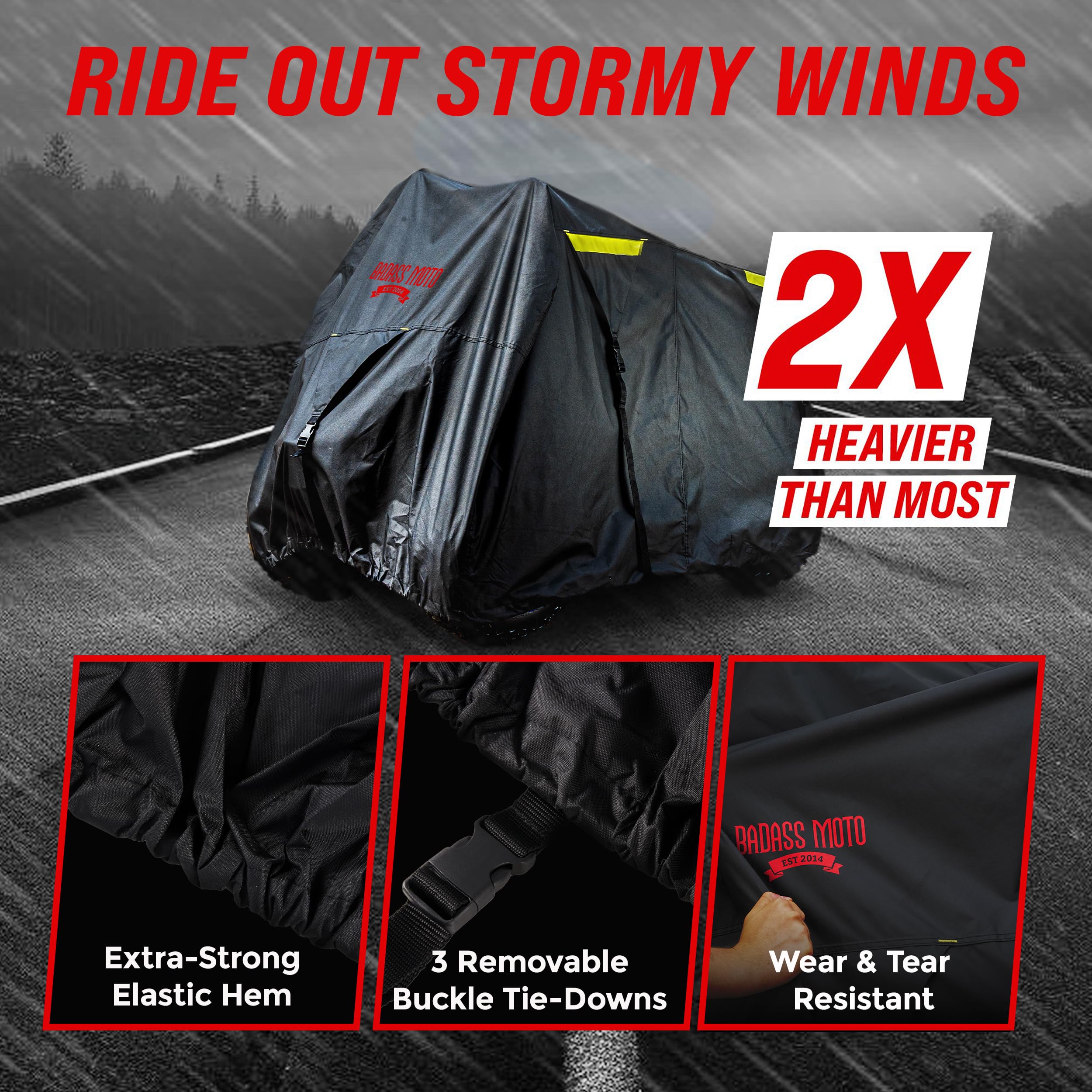 Badass Moto ATV Cover - Waterproof Heavy Duty 4-Wheeler Tarp, Medium 85", Non-Zippered, Commercial Grade Polyester