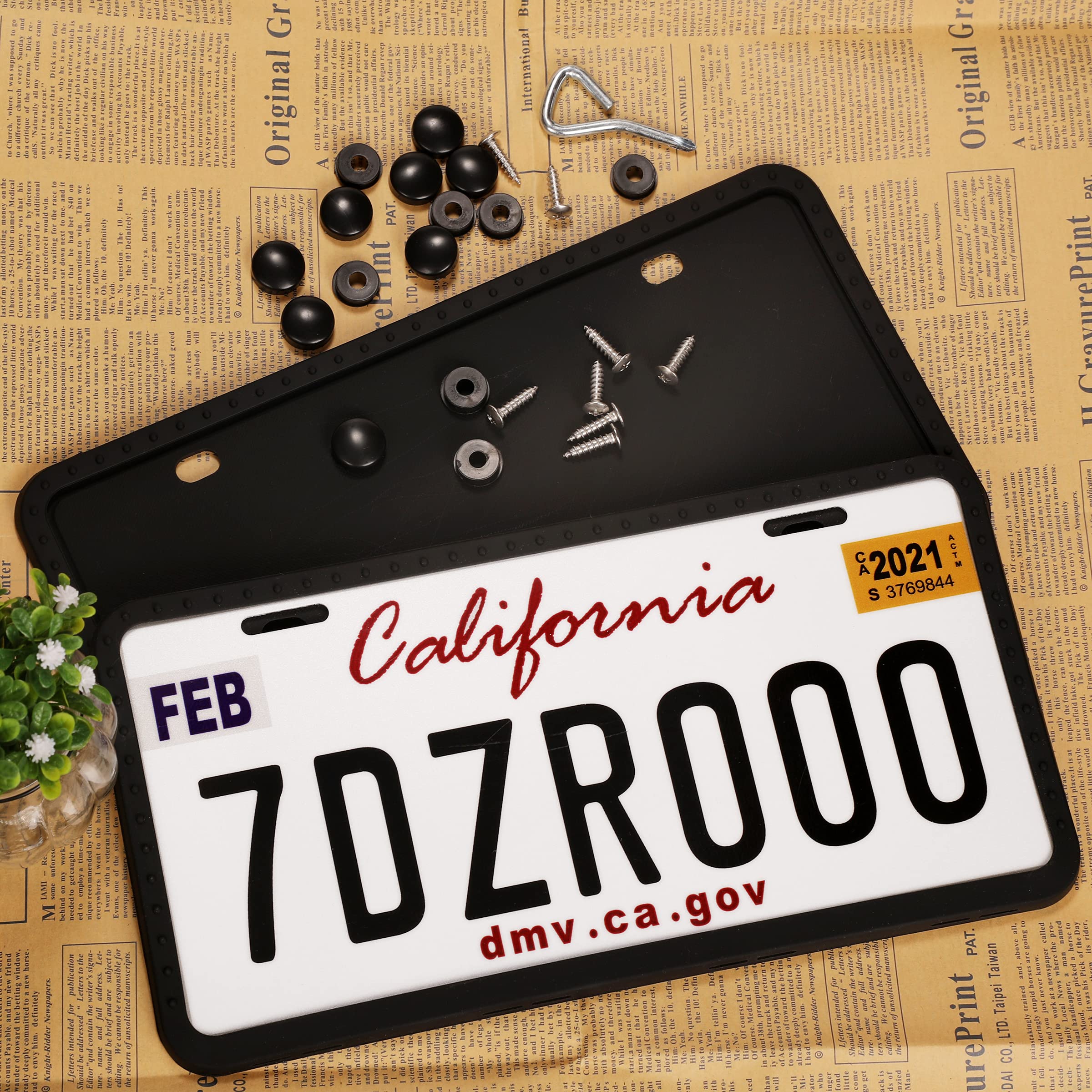 TDHDIKE Silicone License Plate Frames - 2 PCS, Rustproof & Weatherproof, Black Universal Holder