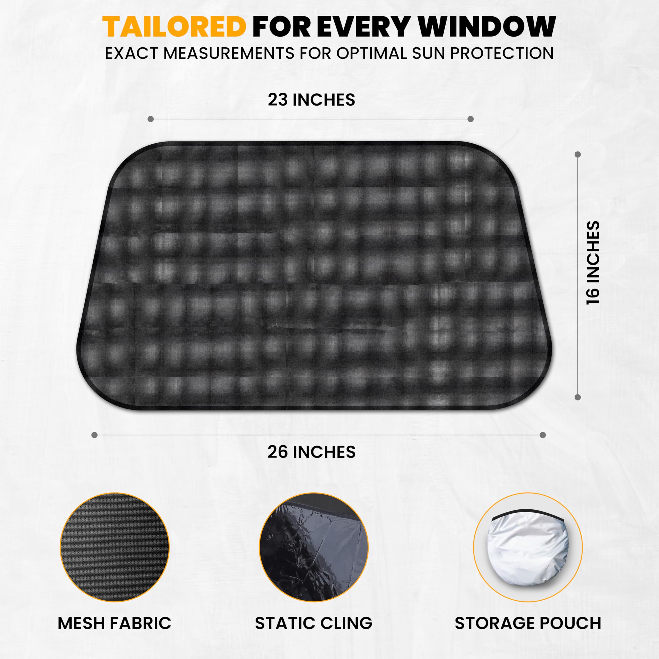 Econour Car Side Window Shades For Baby | 4 Pack Car Side Window Sunshade For Kids | Mesh Fabric Static Cling | Uv Protection Su