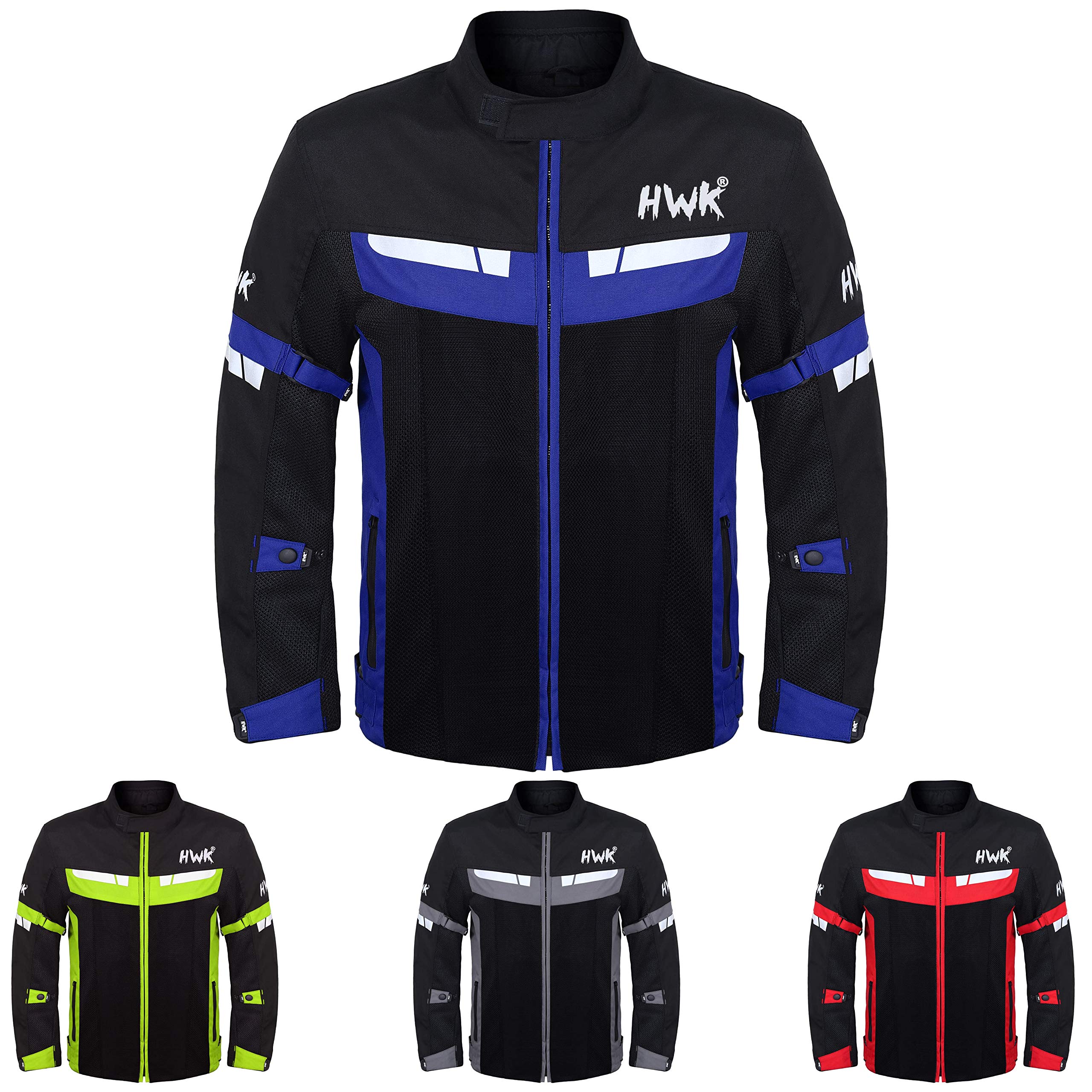 HWK Mesh Motorcycle Jacket Riding Air Motorbike Jacket Biker CE Armored Breathable (Medium, Blue) - Motorcycle Armor