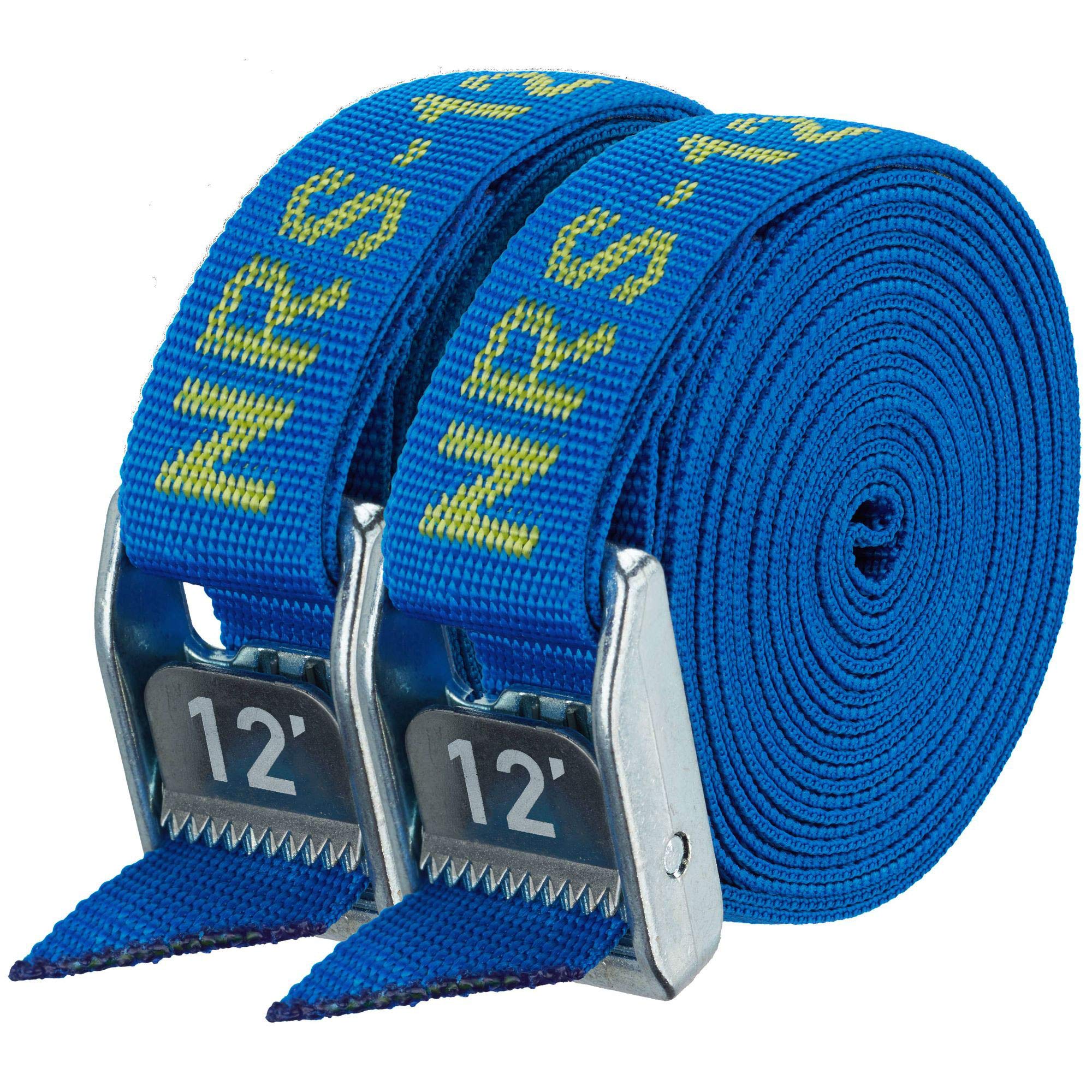 NRS 1 Heavy Duty Tie Down Strap 2 Pack - Iconic Blue 12ft - Cargo Roof Rack Strap for Vehicle, Trailer, Outdoor