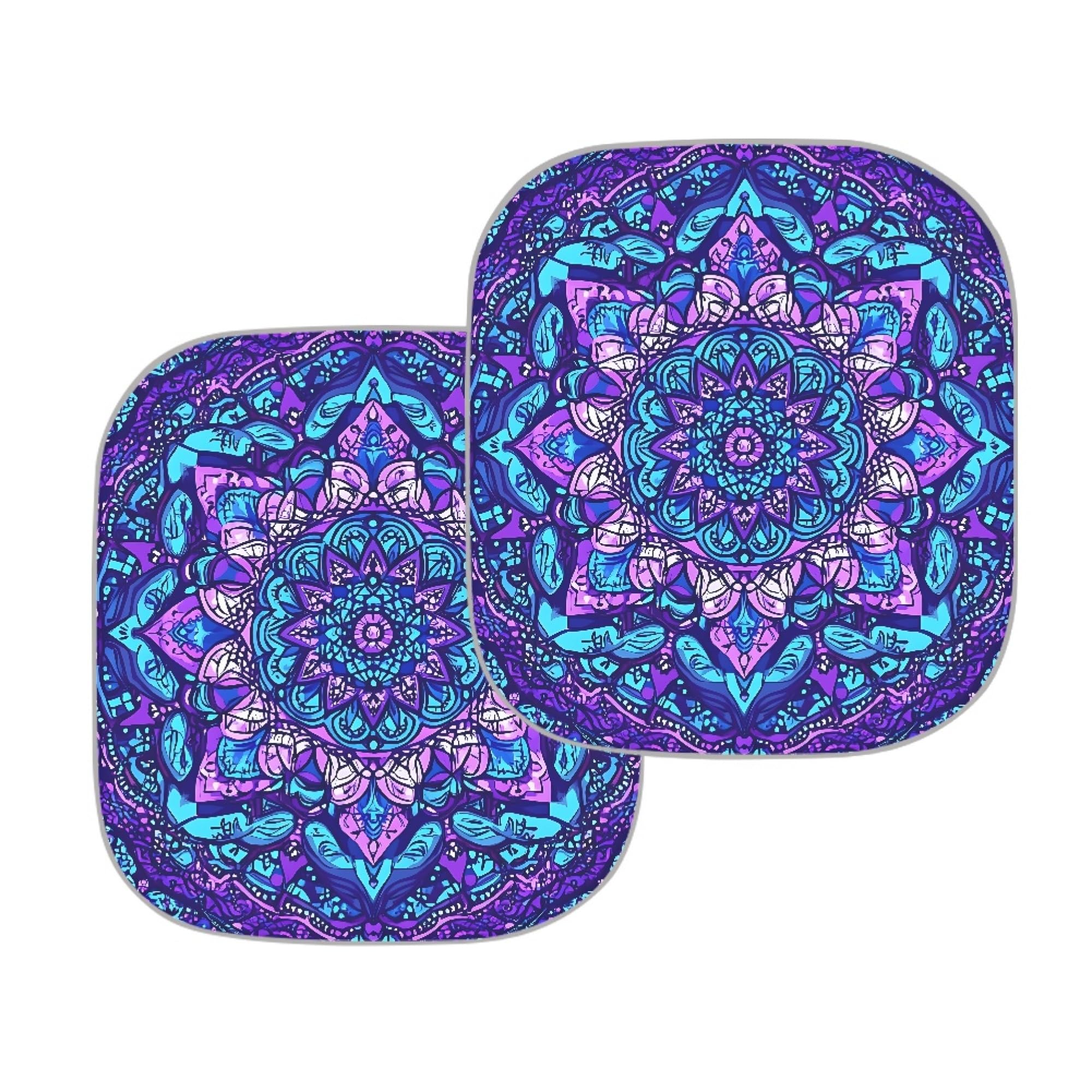 HUISEFOR Mandala Purple Windshield Sun Shade for Auto, Purple Car Sunshade Sun Visor Front Windshield Cover, Great for Outdoor T