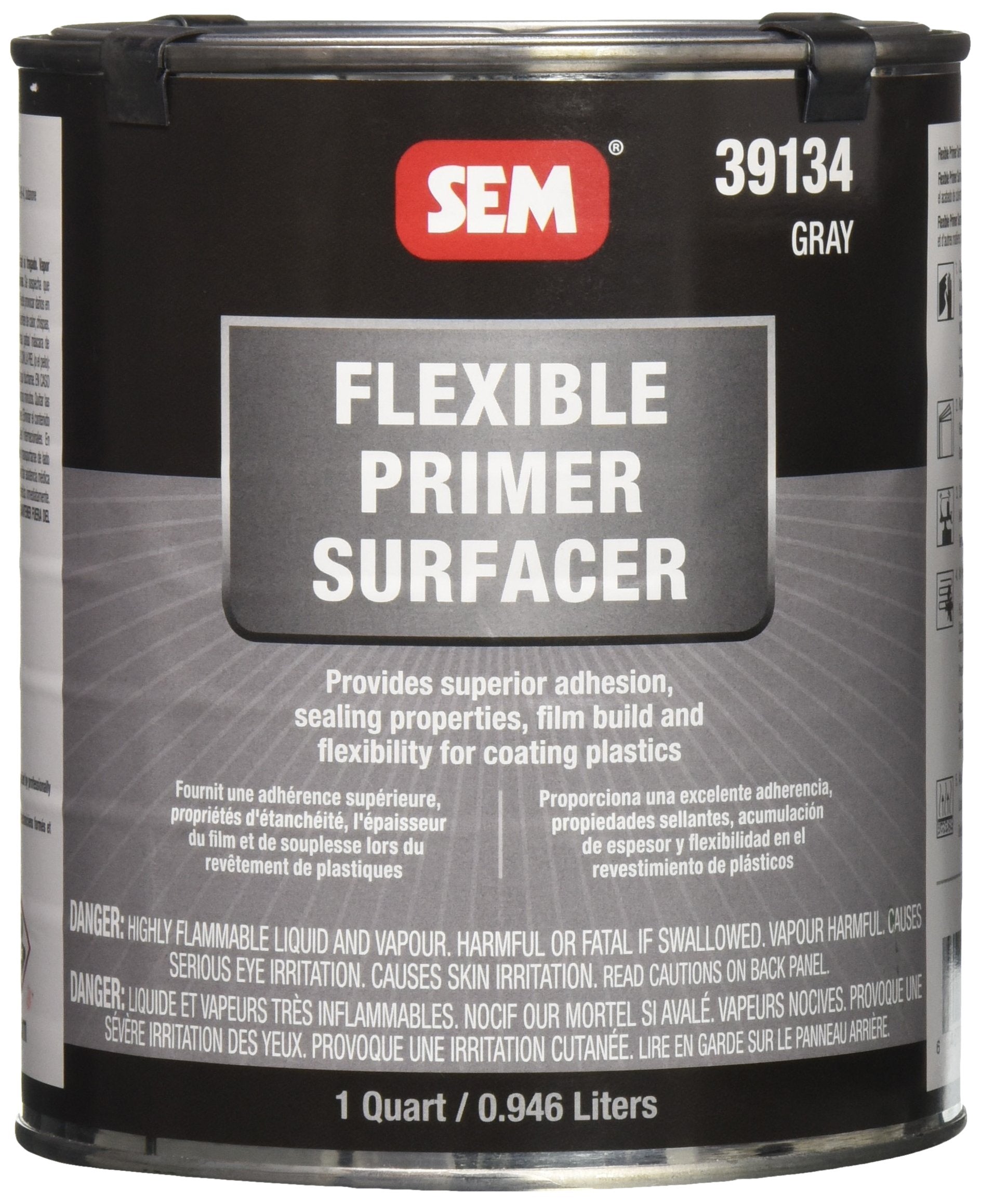 SEM Flexible Primer Surfacer, 1 Quart, Gray, Model 39134, Solid Material