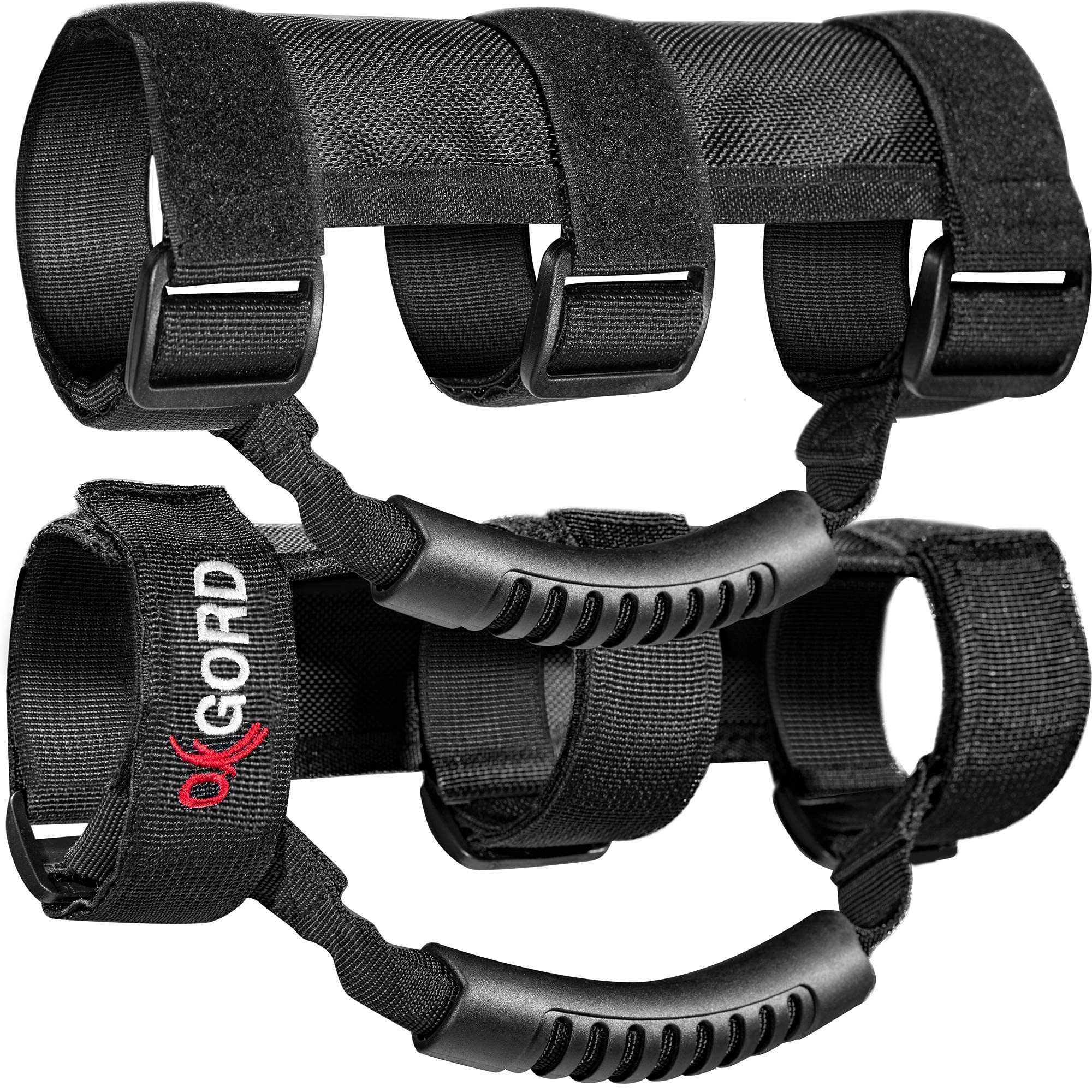 Oxgord Roll Bar Grab Handle Grips Set Compatible With Jeep Wrangler Tj Yj Jk Atv Utv 1955-2024 Models - Strap Fits 1 1/2 To 3 Inch Bars - Pack Of 2, Black