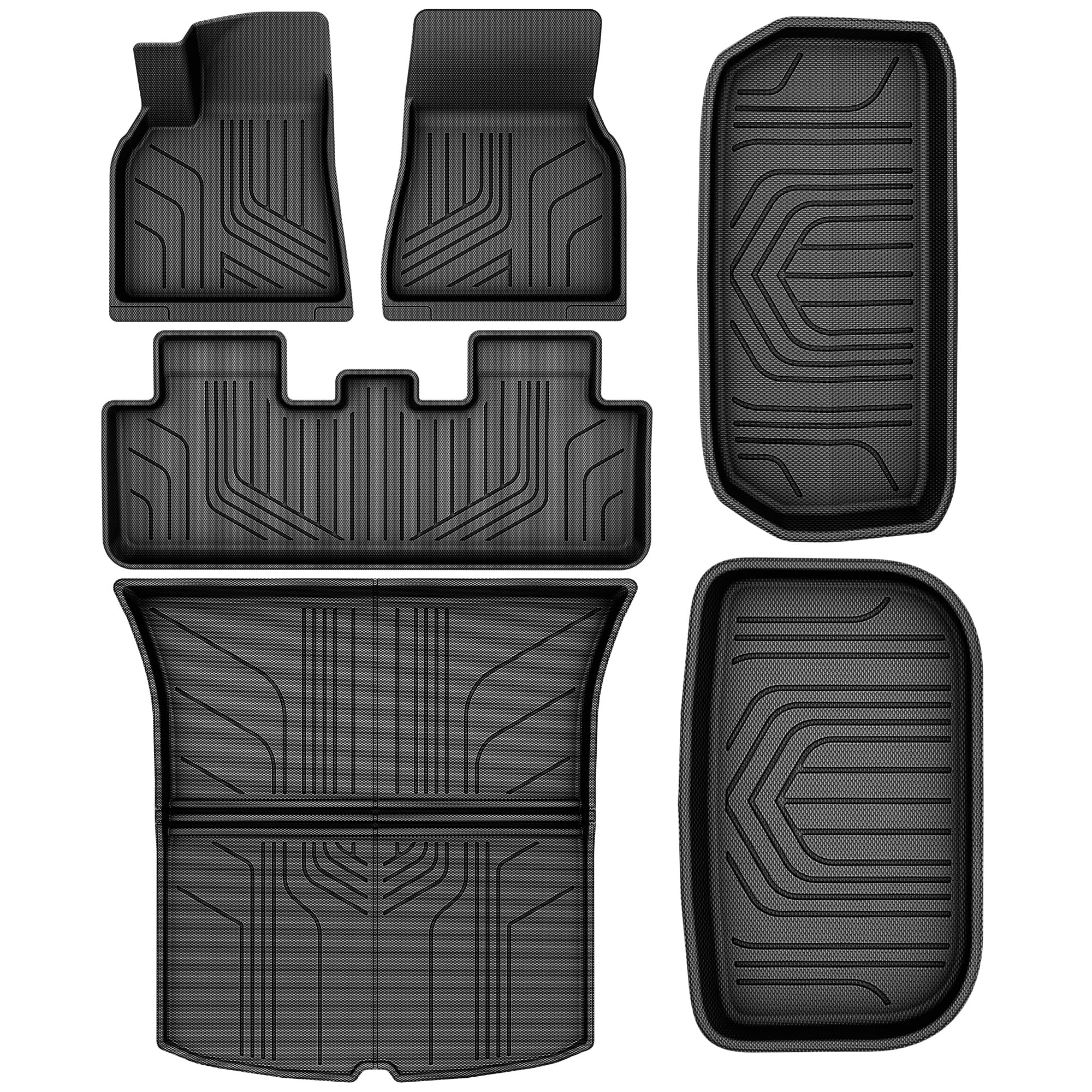 YITAMOTOR Tesla Model Y 7 Seater Floor Mats 2020-2025, 9 PCS Custom Fit All Weather TPE Rubber Liners for 20-25 Model Y 7 Seat, 