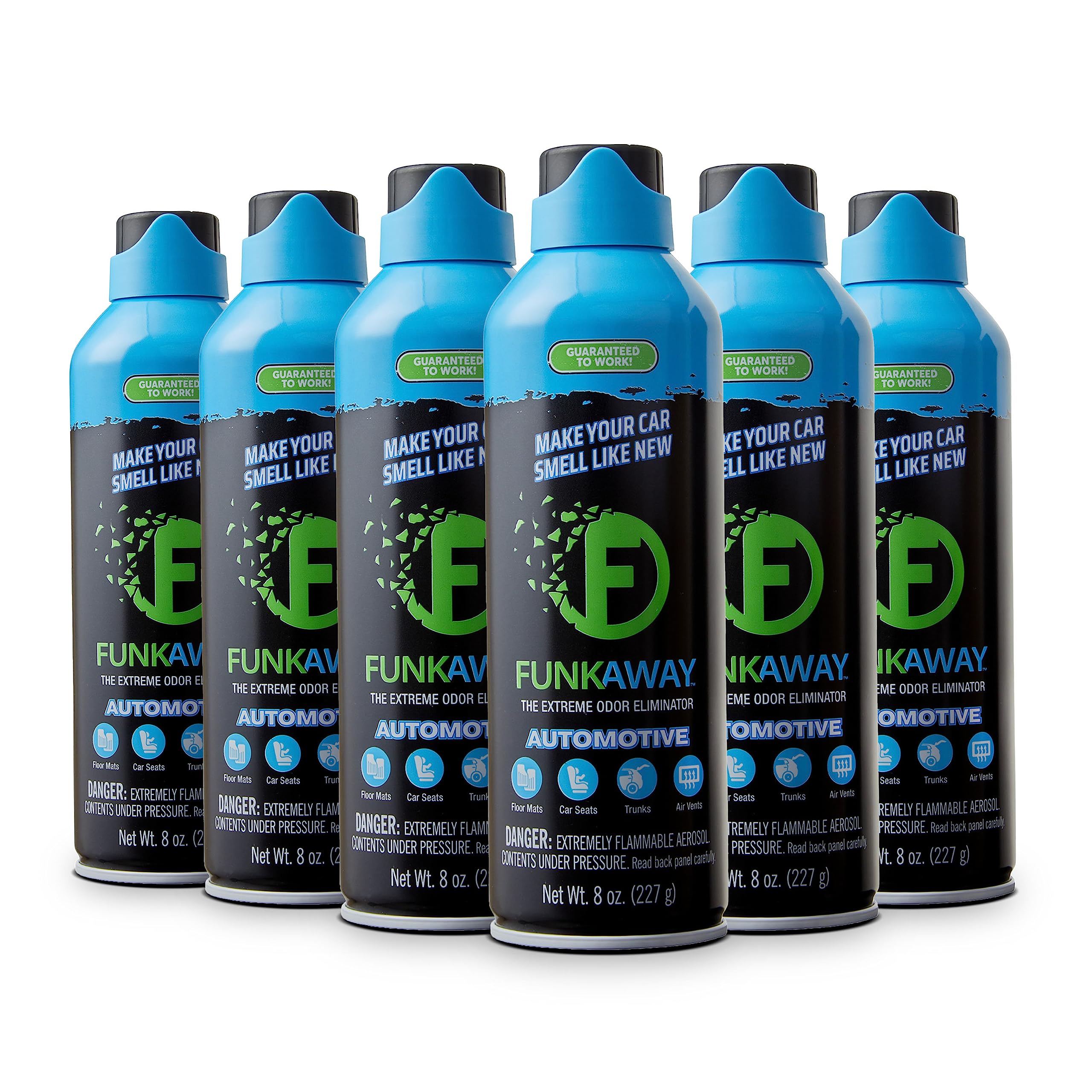 FunkAway Automotive Aerosol Spray, 8 oz., 6 Pack, The Extreme Odor Eliminator for Cars, SUVs, Trucks, RVs and Boats, Make Your C