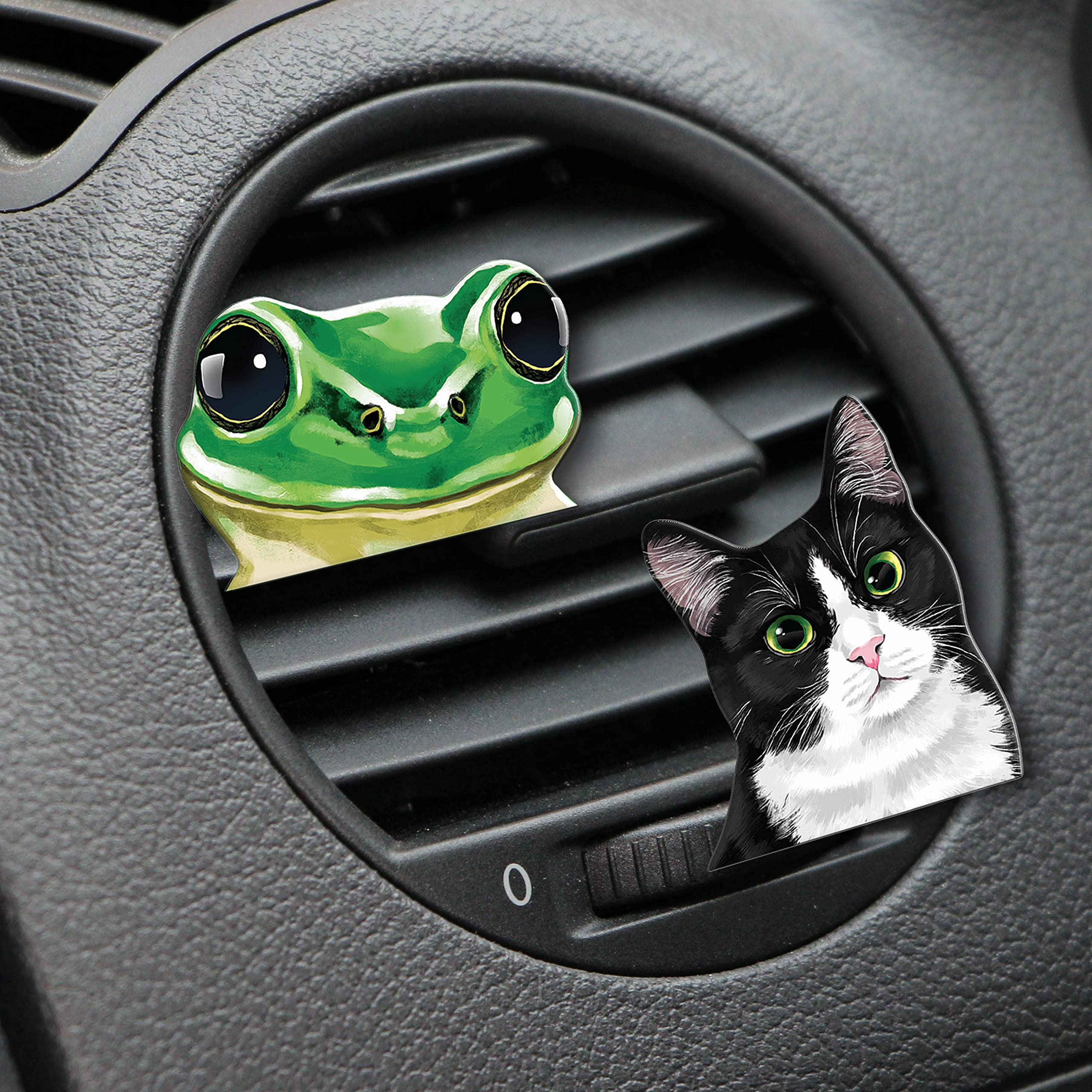 WIRESTER Fresh Scented Car Air Freshener Vent Clip, Decorative Accessories, Interior Decoration for Cars - Green Frog