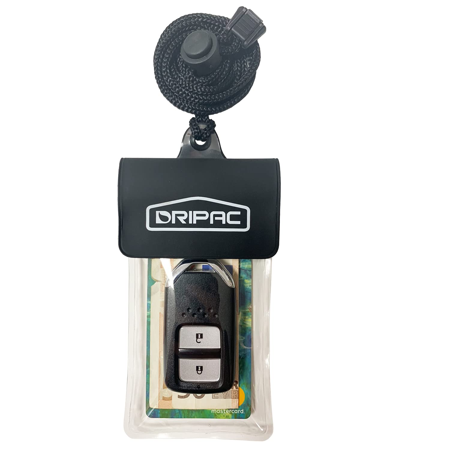 Dripac Waterproof Car Key Fob Case Waterproof Wallet Waterproof Holder Pouch For Key Id Badge Credit Card Money(Black)