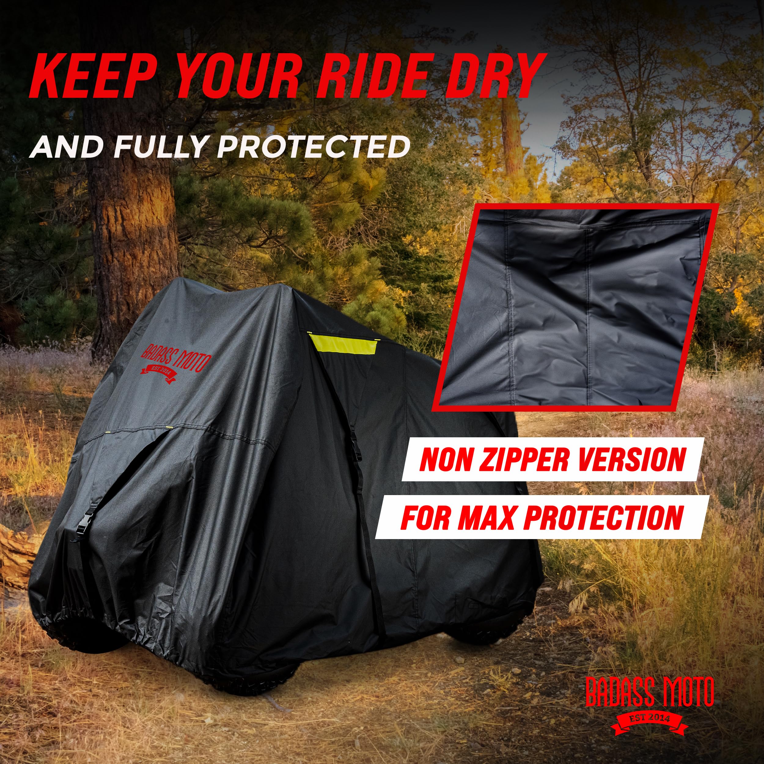 Badass Moto ATV Cover - Waterproof Heavy Duty 4-Wheeler Tarp, Medium 85", Non-Zippered, Commercial Grade Polyester