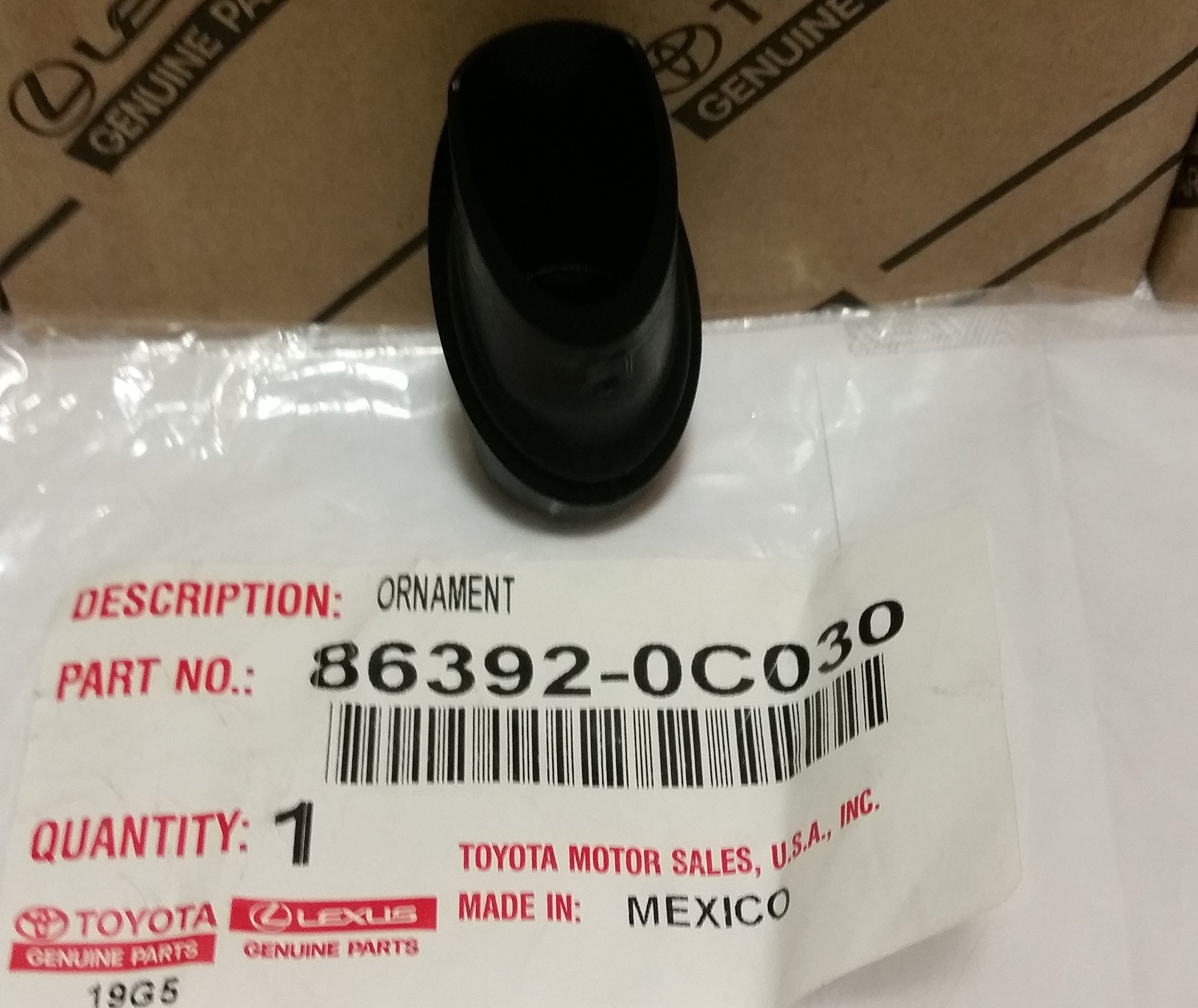 Toyota Tundra Antenna Bezel/Ornament 86392-0C030 - Black, Genuine Replacement Part