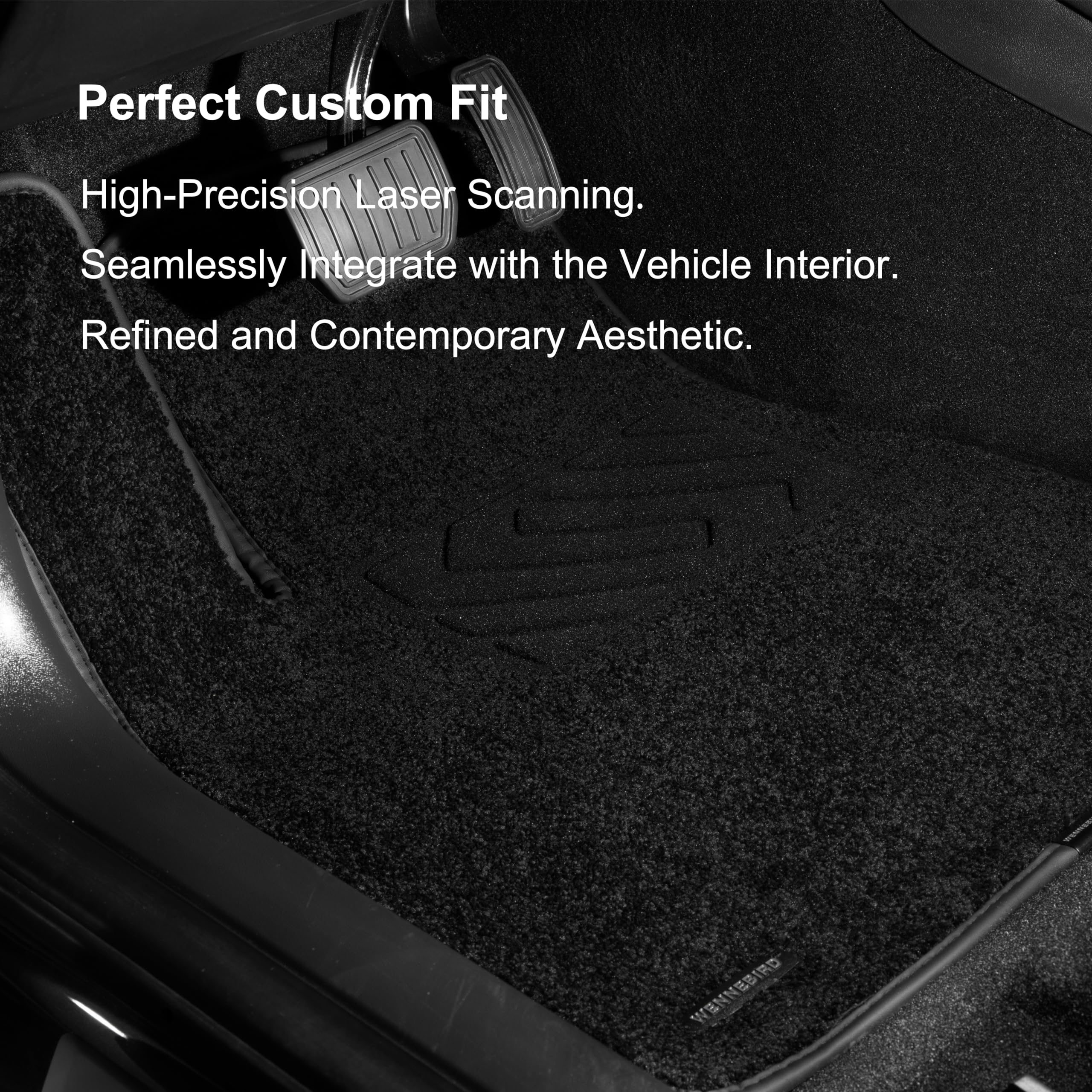 Wennebird Superior Carpet Front Row Floor Mats For 2024-2025 Tesla Model 3 (Highland), 0.6 Inch Thickness Rugs, Premium All Weat