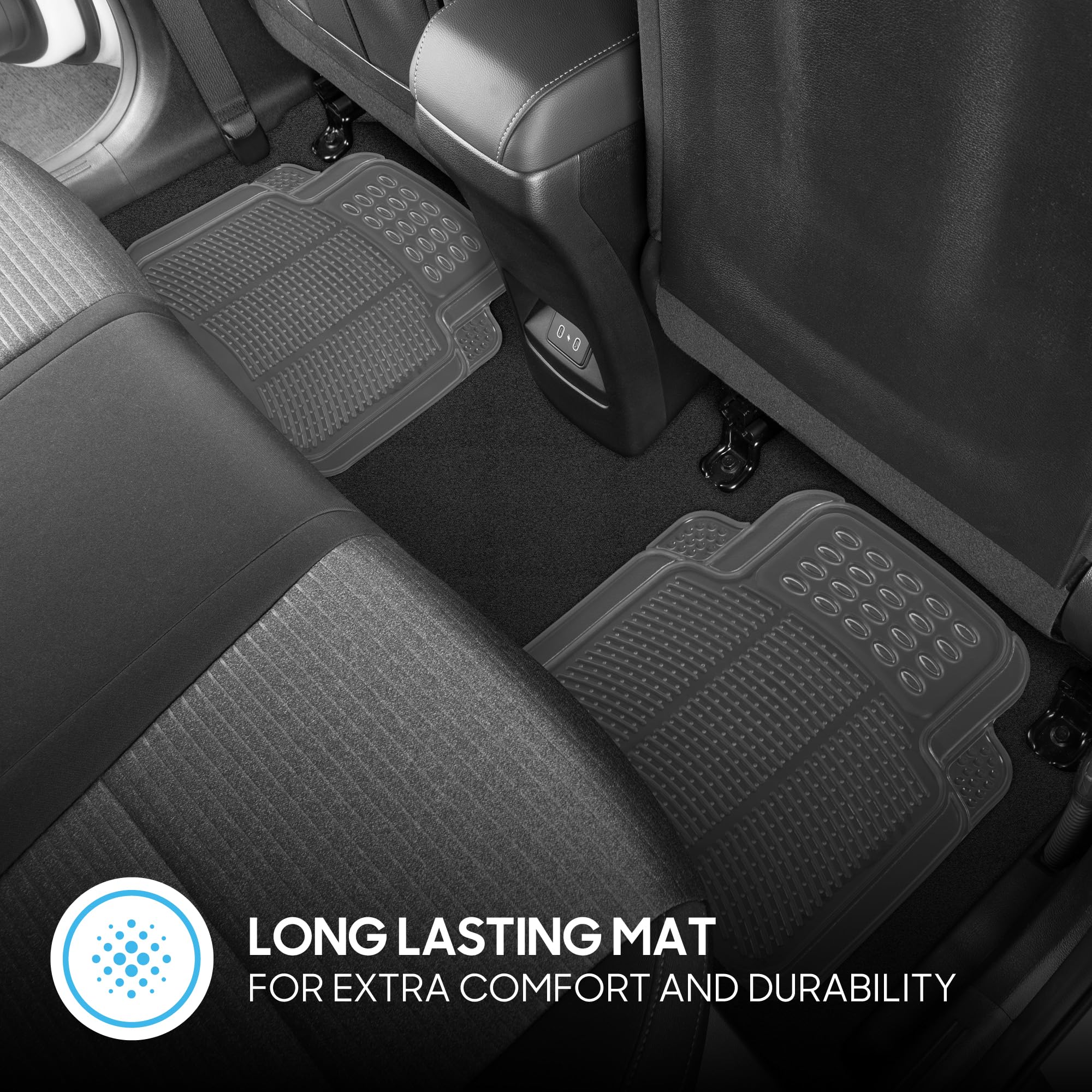 Bdk 4-Piece Rubber Transparent Clear Floor Mats Heavy Duty For Front & Rear Car Truck Van Suv, All Weather Protection, Universal