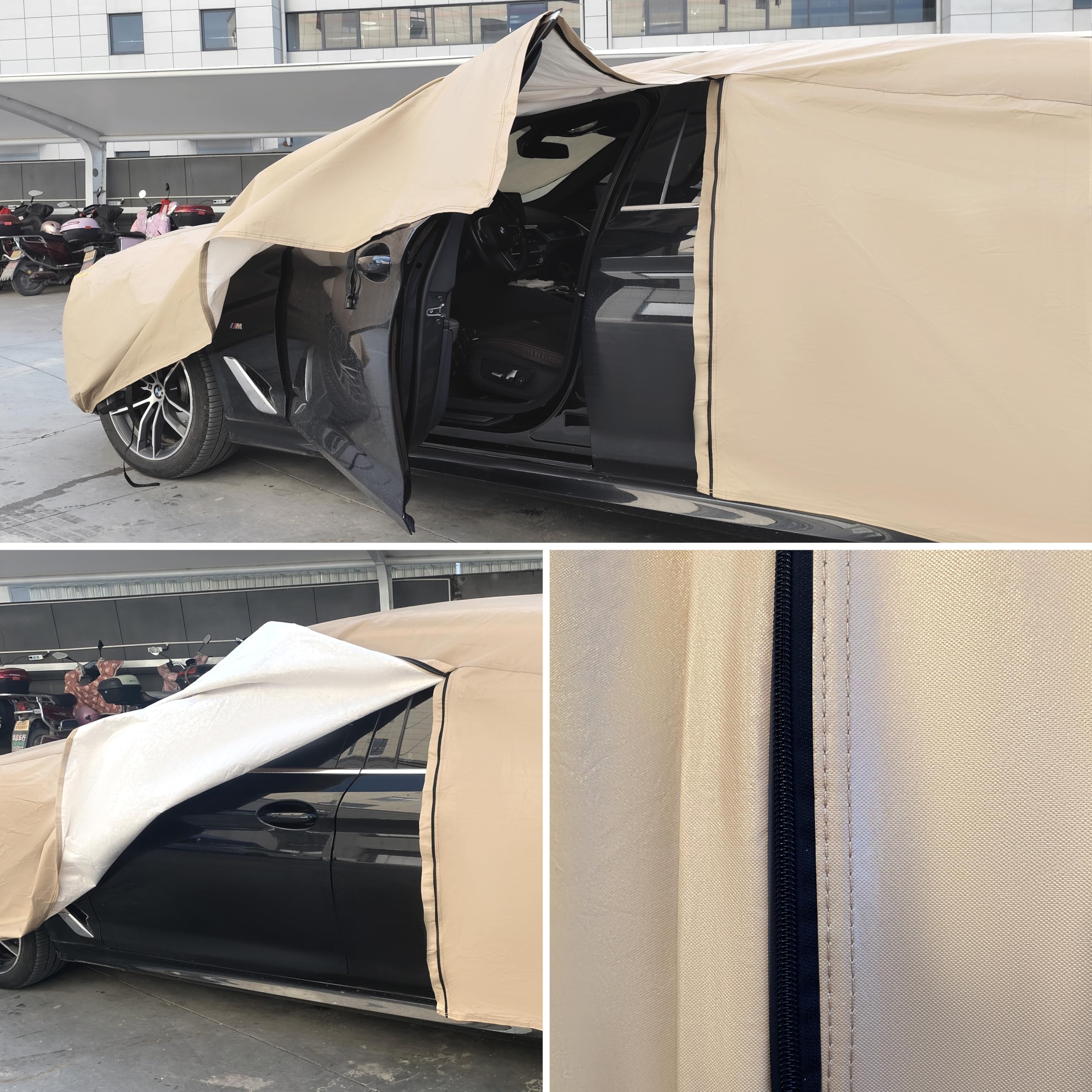 JURMON Heavy Duty Outdoor Car Cover for Chevy Silverado - Custom Fit, Waterproof, Windproof, Brown, Model L