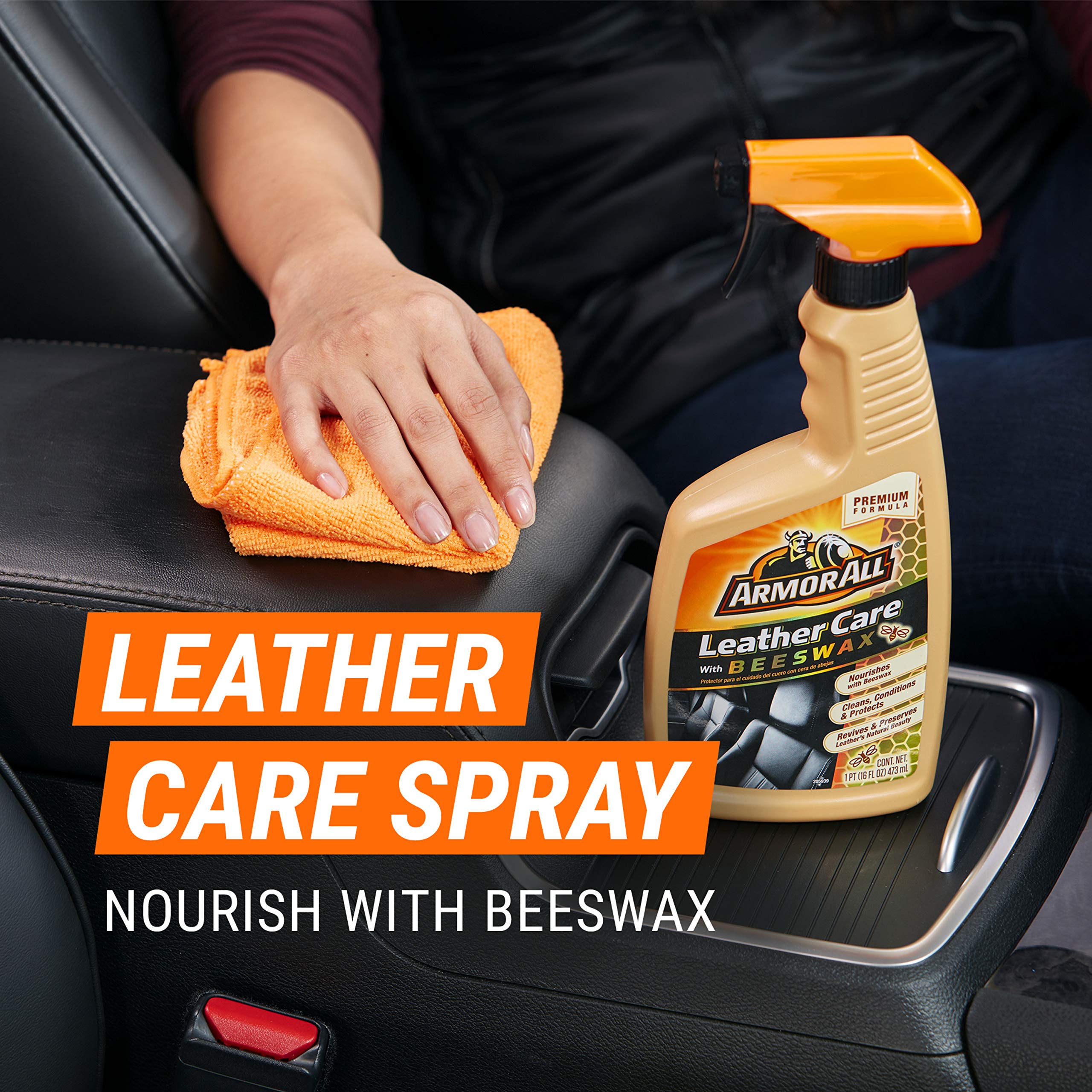 Armor All Car Leather Care Spray Bottle, Cleaner For Cars, Truck, Motorcycle, Beeswax, 4 Oz, Pack Of 6, 18934-6Pk