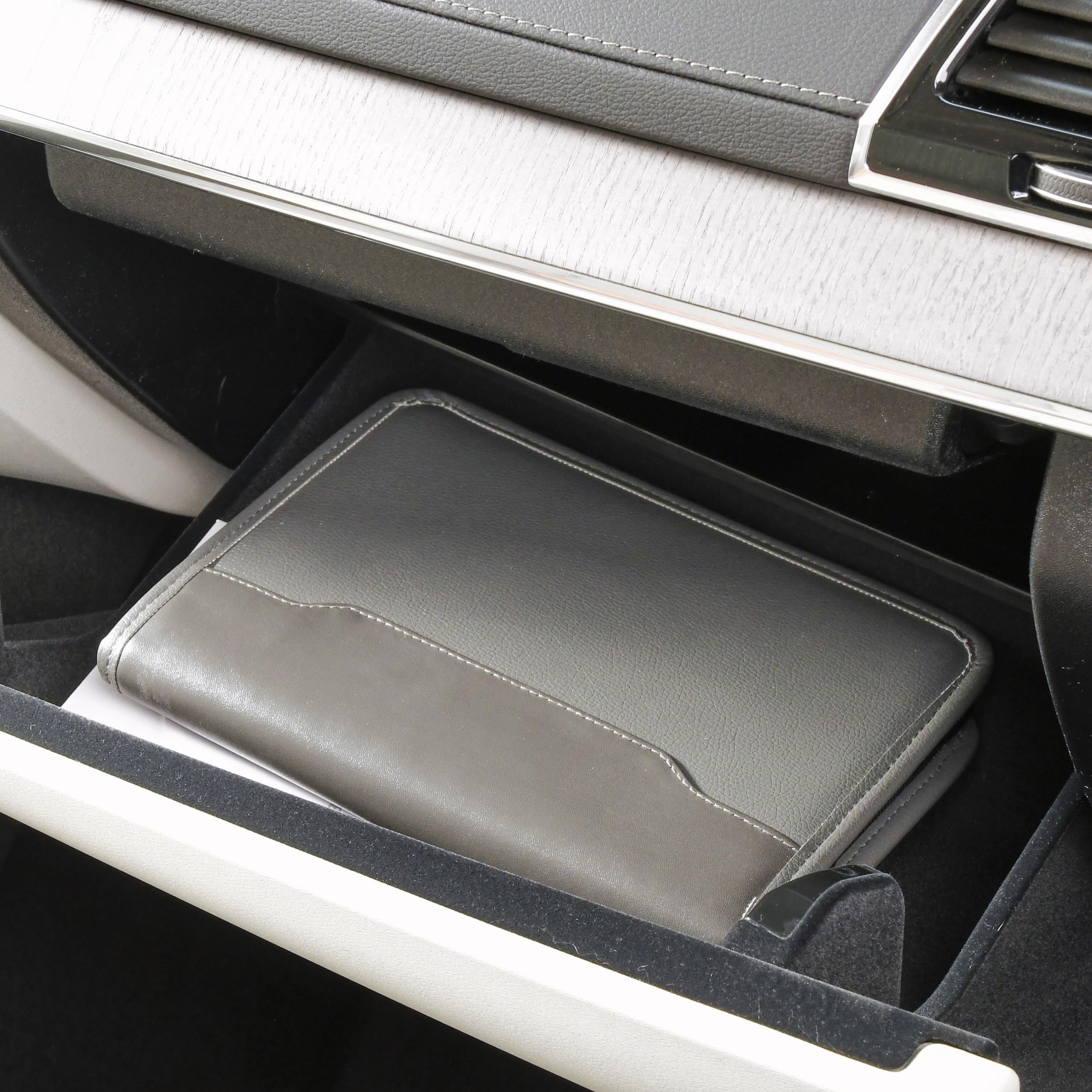 High Road Car Owners Manual Case - Pebbled Faux Leather Glove Box Organizer, Gray, Model 5576 for Cars, SUVs, Trucks