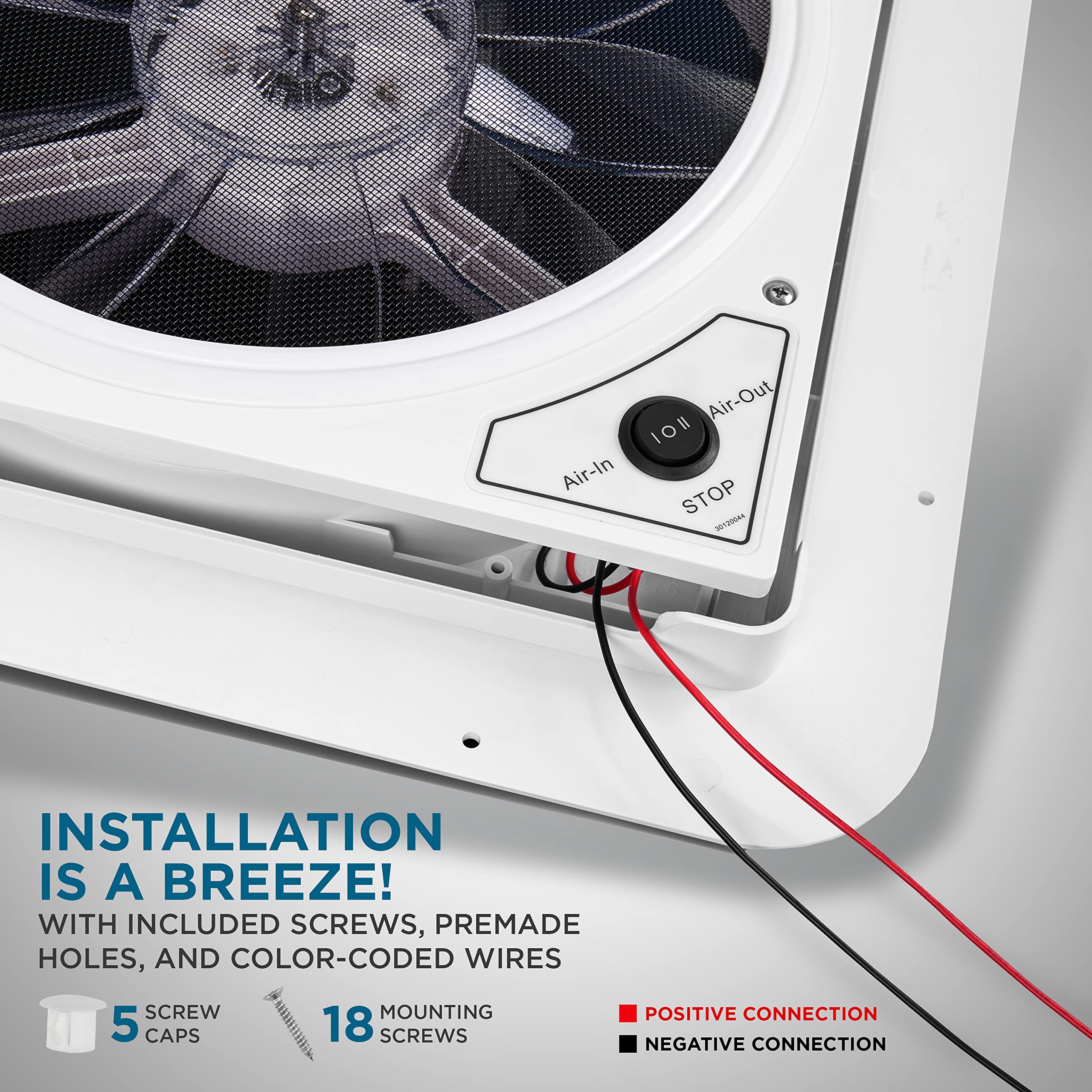 Hike Crew 14    Rv Roof Vent Fan | 12V Intake & Exhaust Camper Fan | Manual Open/Close | Includes Screws & Garnish | Smoked Lid