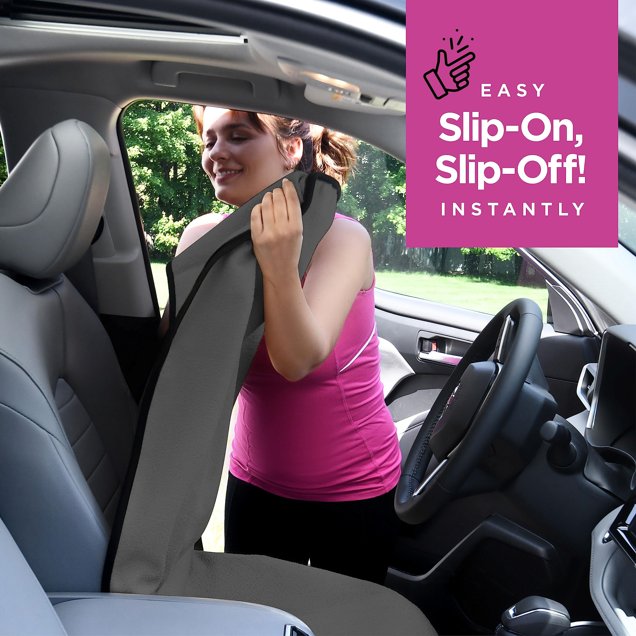 Lebogner Car Seat Towel Cover For Post Gym Workout, Running And Swimming, 2 Pack Grey Universal Fit Anti-Slip Waterproof Sweatin