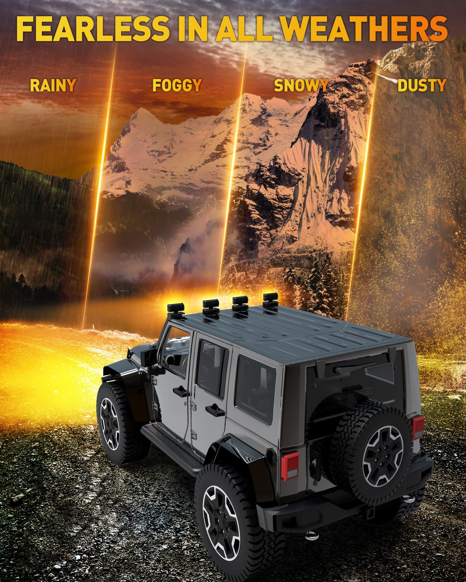 NAOEVO 7 Inch Amber LED Light Bar - 240W, 24,000LM Offroad Fog/Driving Lights, Aluminum, 2-Pack