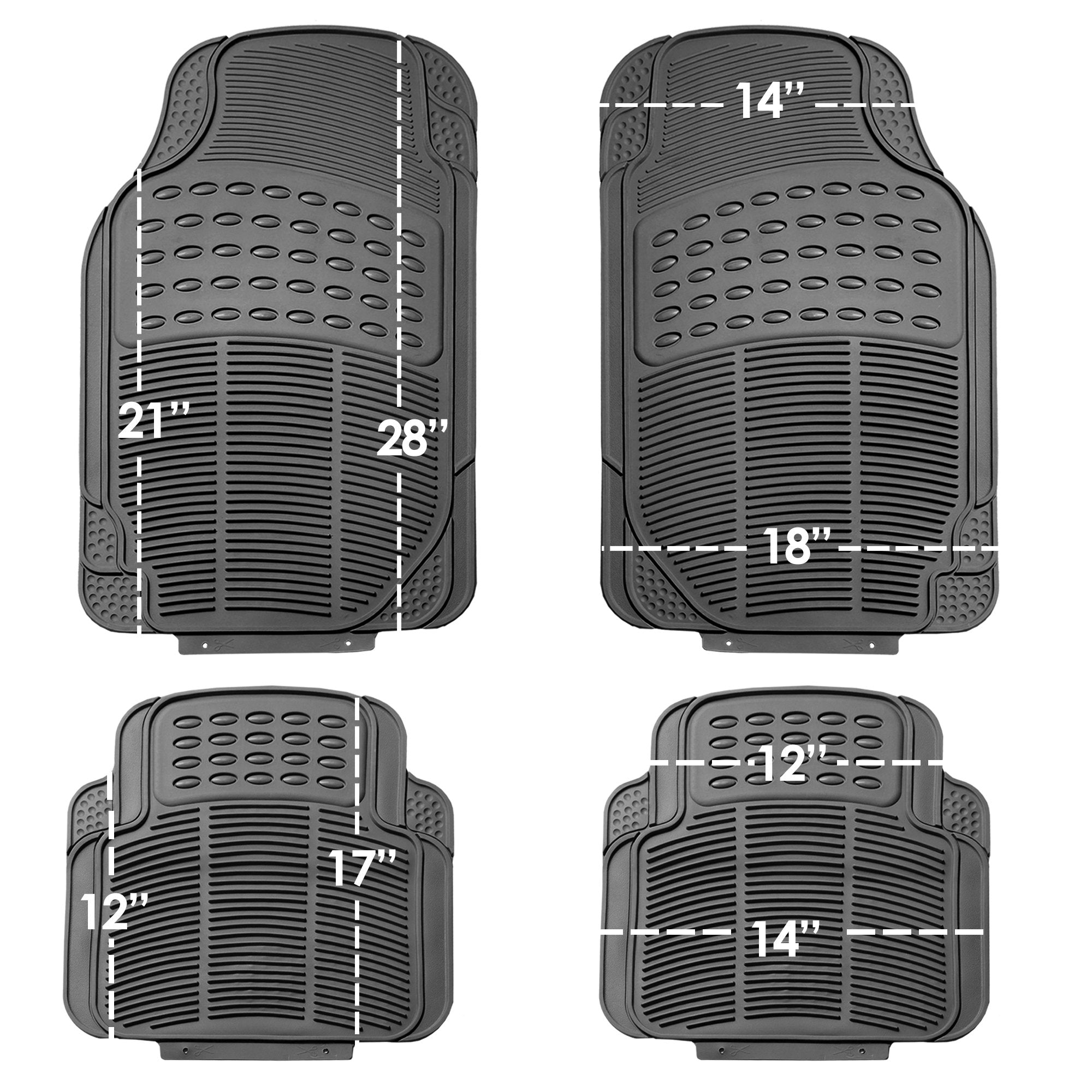 Fh Group Automotive Floor Mats Universal Fit Heavy Duty Rubber For All Weather Protection Fits Most Cars, Suvs, And Trucks, 4 Pi