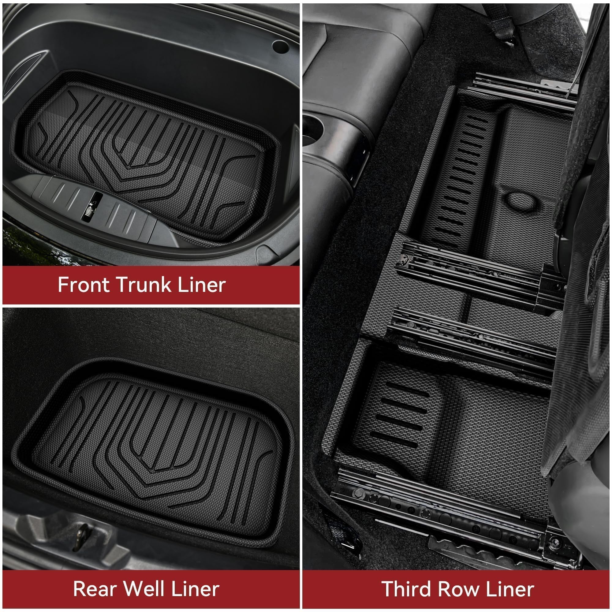 Yitamotor 9Pcs Tesla Model Y Floor Mats 7 Seater 2024 2023-2021 Cargo Mats Full Sets All-Weather Floor Mats For Model Y 2024 Acc