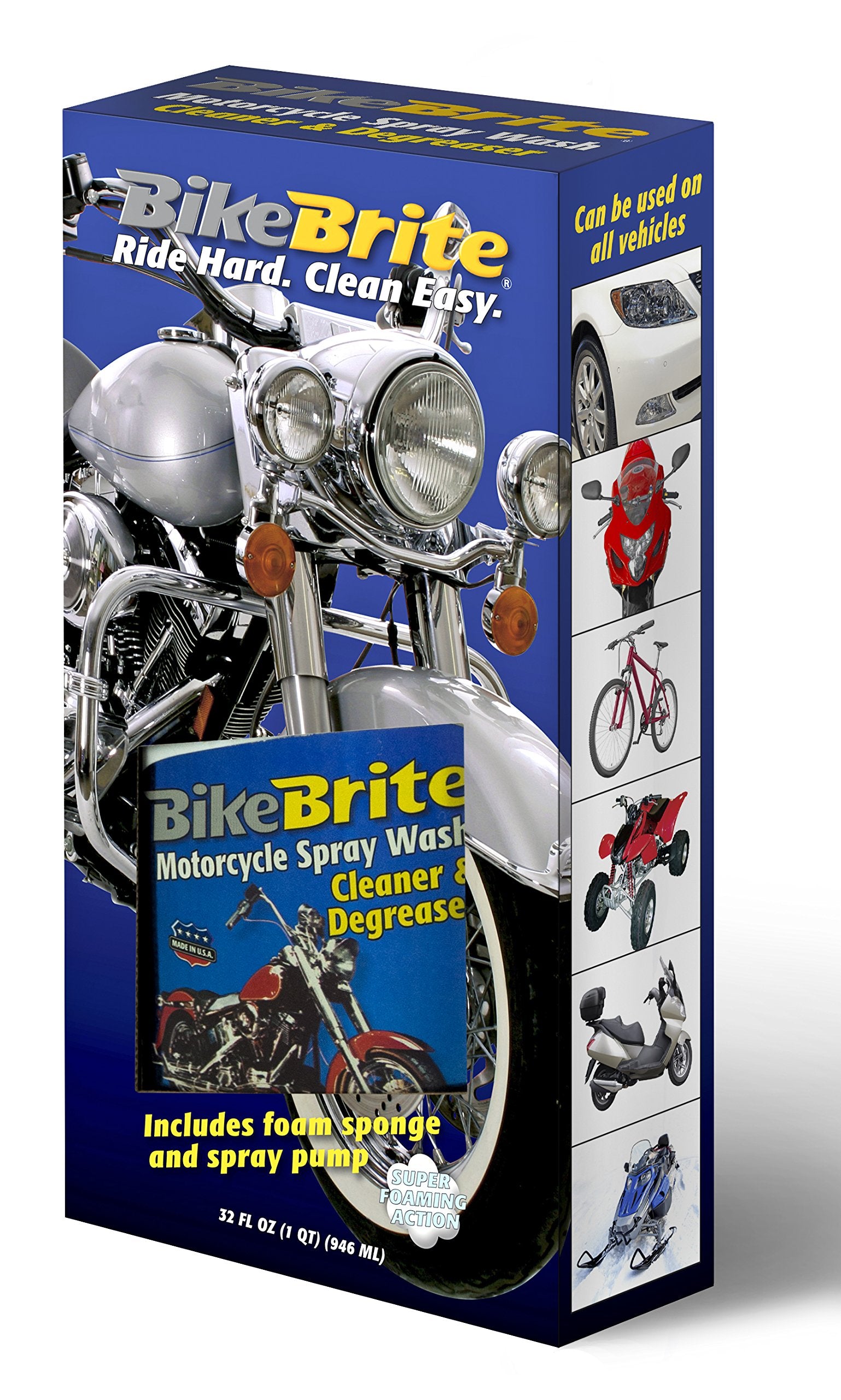 Bike Brite Motorcycle Spray Wash Gift Pack - MC44K, 32 fl. oz., Blue/White